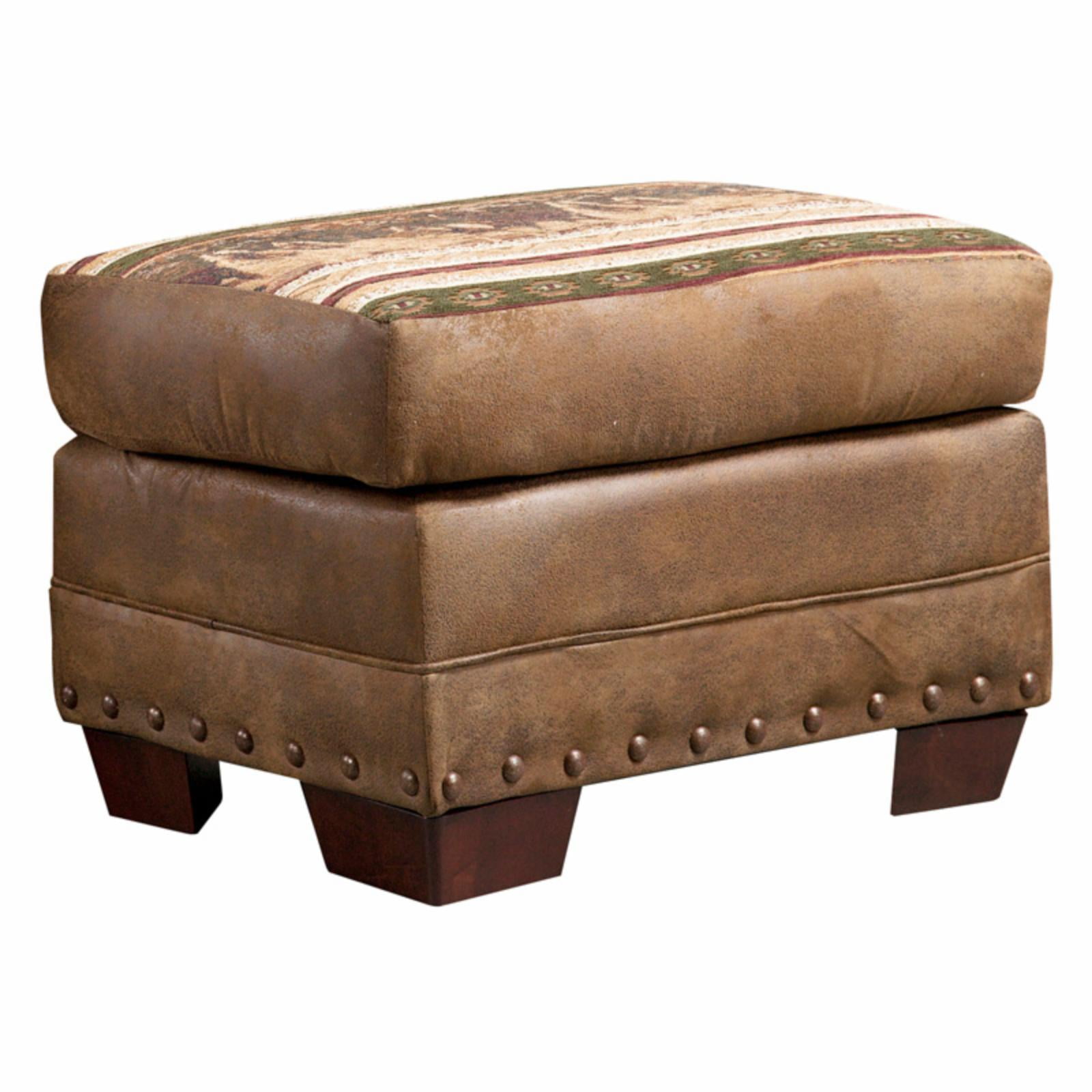 American Furniture Classics 26.5" Microfiber Wild Horses Ottoman in Brown - Image 6