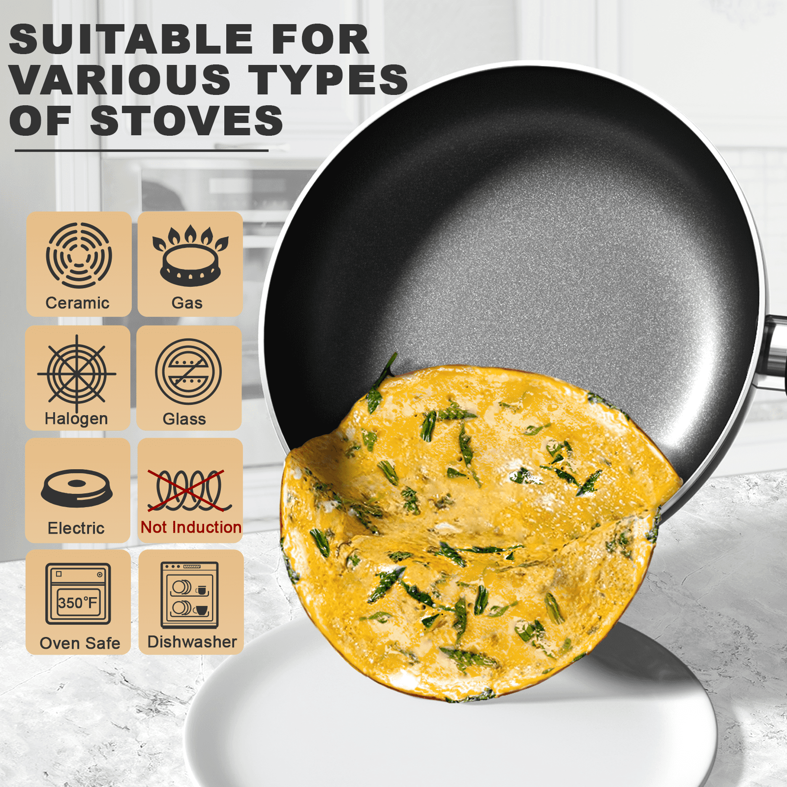 Cook N Home Colorful Pots and Pans Set Non Stick, 10-Piece Small Rainbow RV Cookware Set for Camper for the First Apartment - Image 5