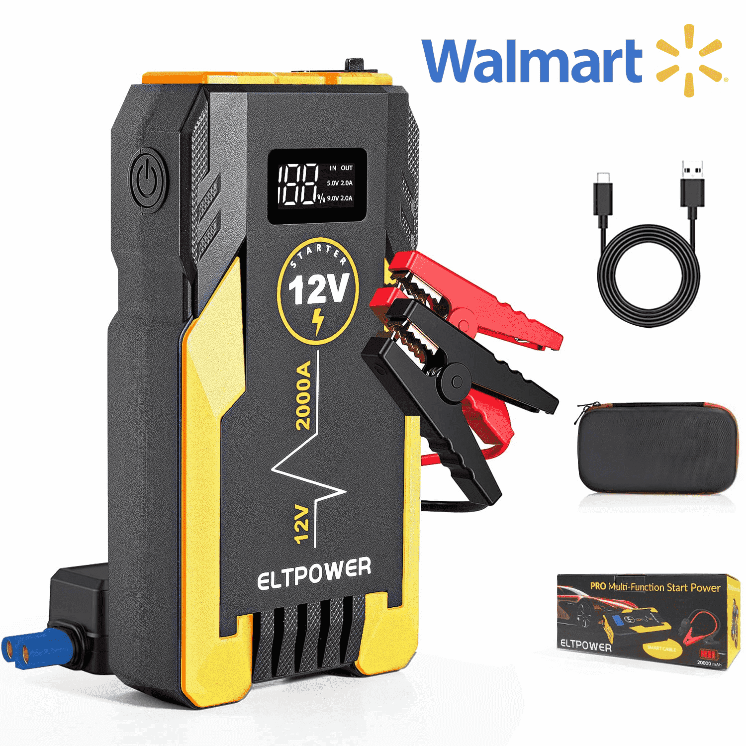 Cheelom 2000A Car Battery Jump Starter, Portable Car Jump Starter with Dual USB Quick Charge and DC Output, 12V Jump Pack with Built-in LED Bright Light, Yellow - Image 10