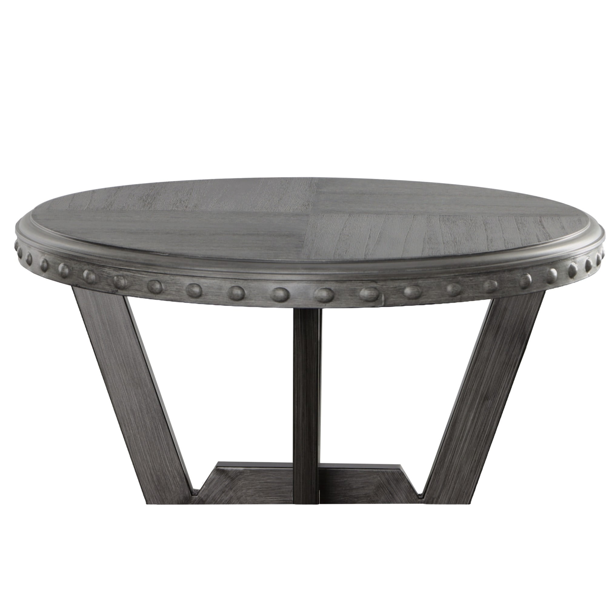 Steve Silver Alamo Indoor Industrial Wood and Nailhead 24" Height Round End Table, Gray - Image 9