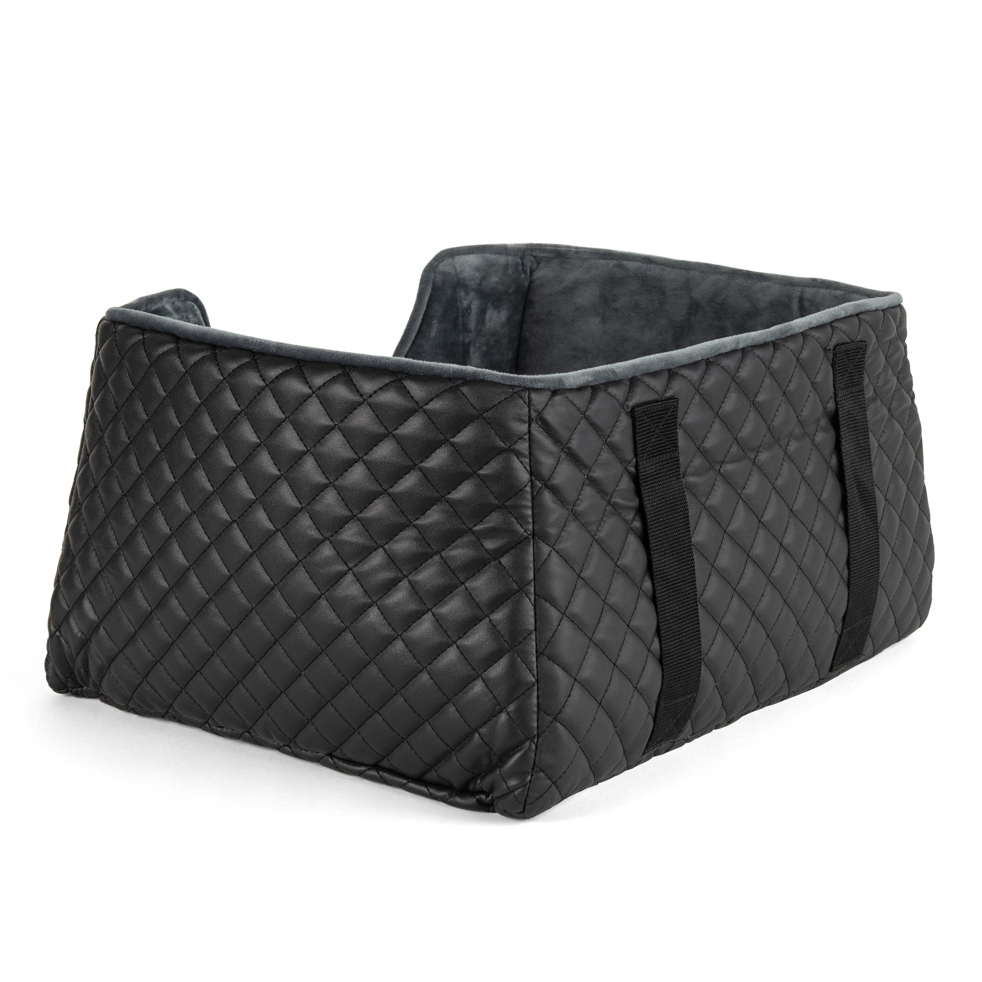 CANINI By Baguette Quilted Vegan Leather Dog Car Seat Bed for Small Breeds, Black - Image 4