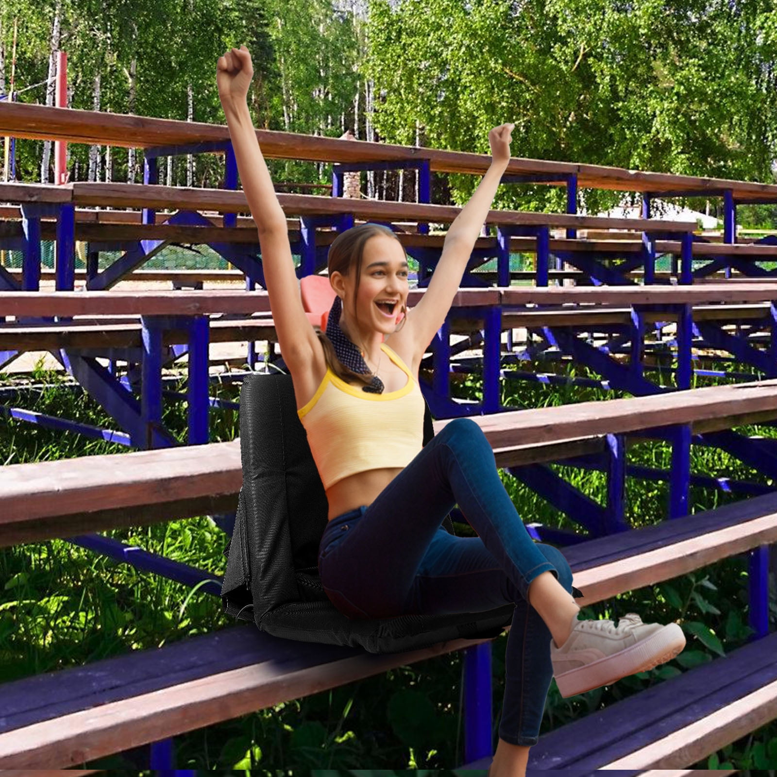 MOPHOTO 21IN Double Heated Stadium Seat Bleacher Seat with Back & Arm Support, Portable 6 Reclinng Positions Stadium Seating for Bleachers, Bleacher Seats for Sports Events, Outing, Travelling - Image 7