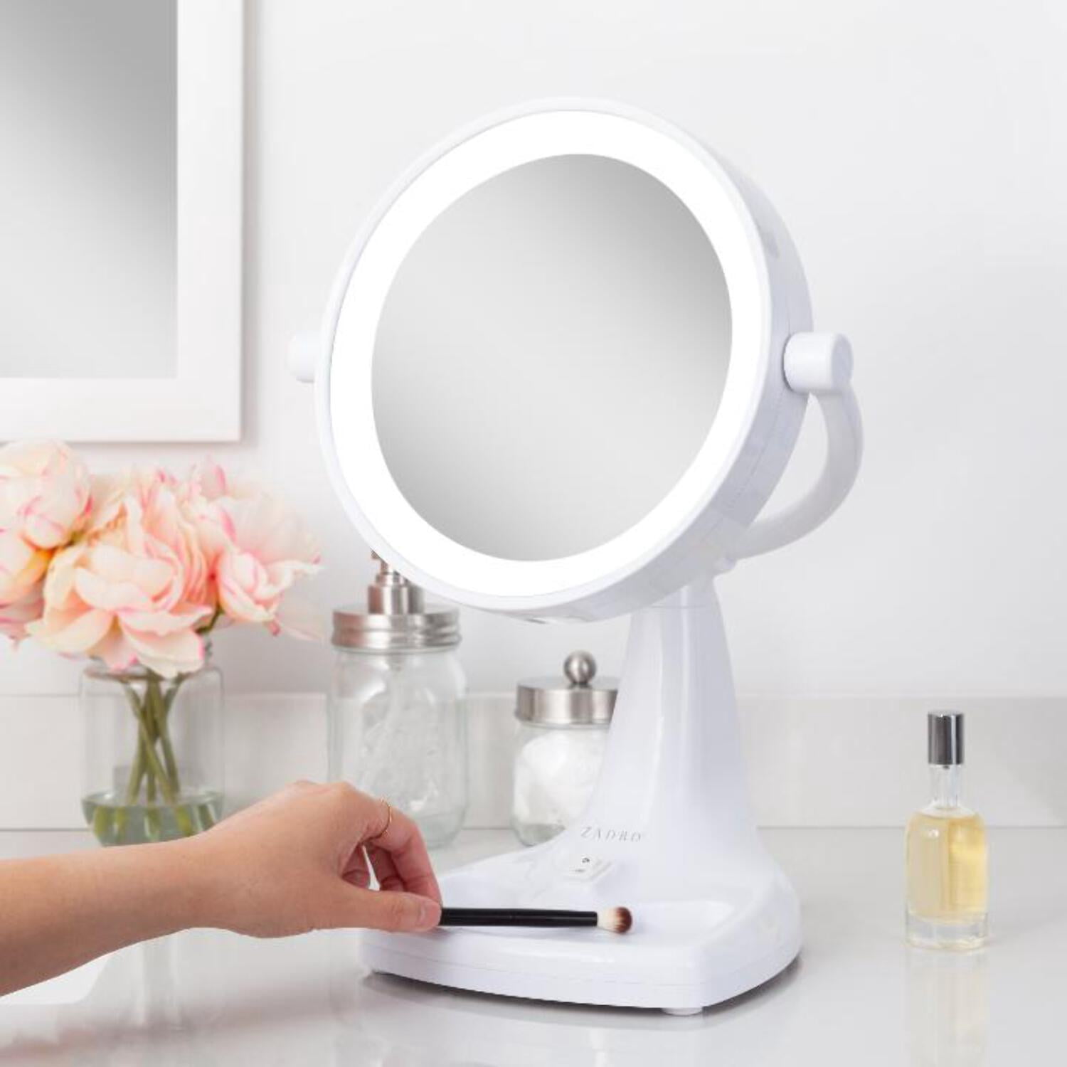 Zadro Max Bright Lighted Makeup Mirror w/ Magnification & Storage Tray - Image 6