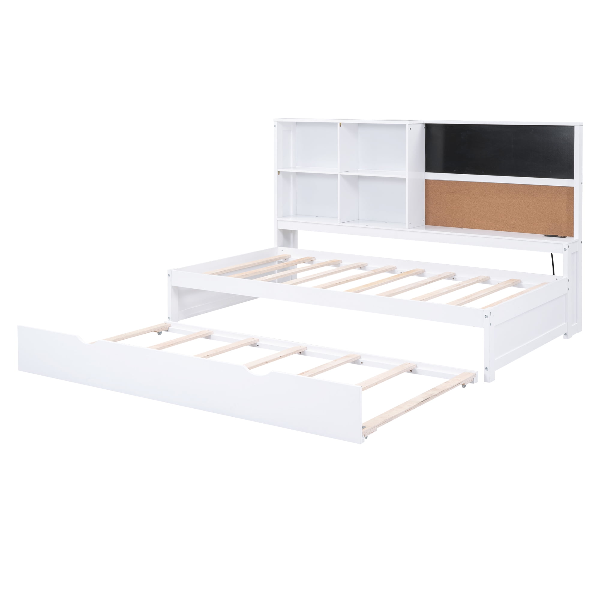 Euroco Wood Twin Size Daybed,Captain Bed with Blackboard,Cork Board,USB Charging - Image 12