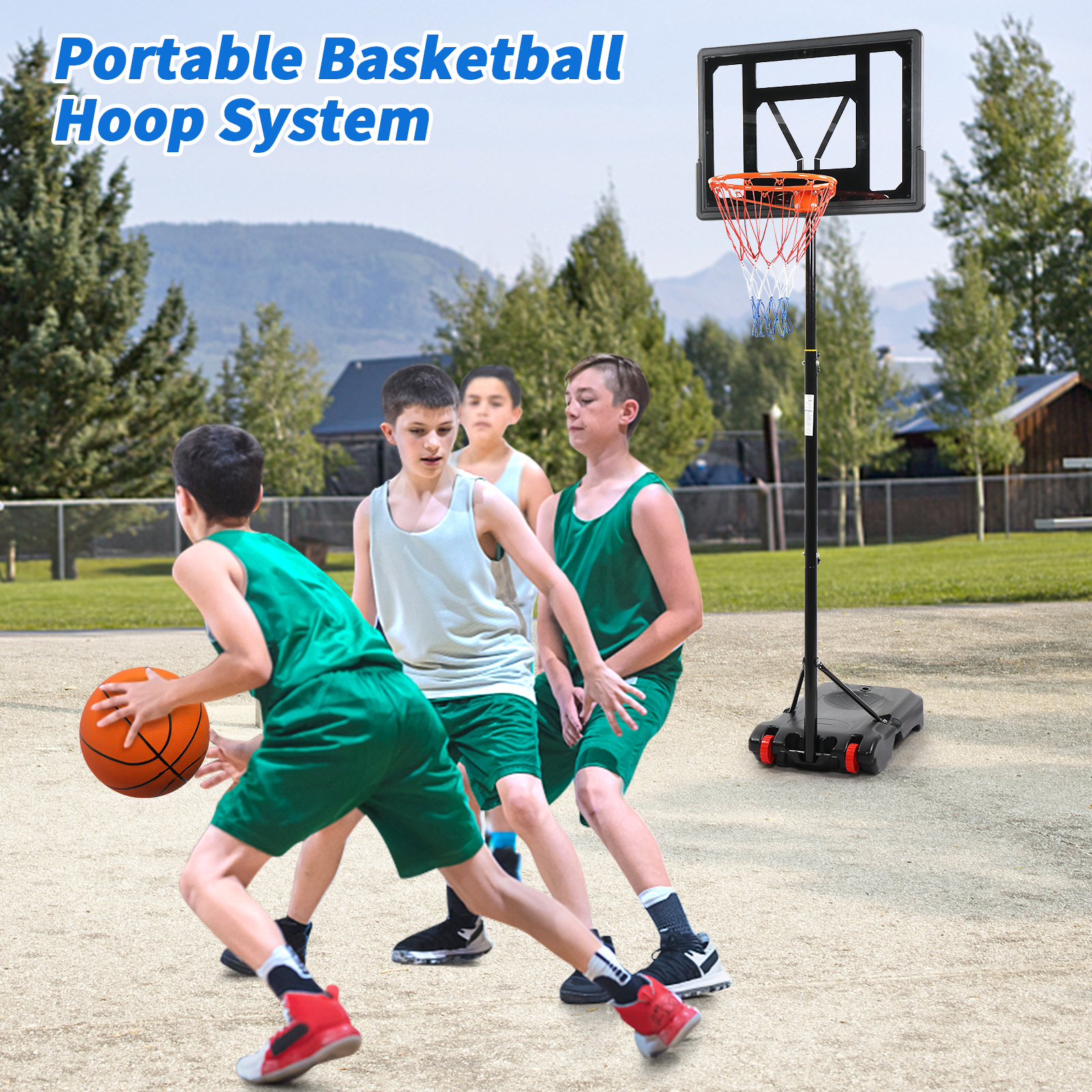Ktaxon 6.5-8ft Basketball Hoop System, 33in Portable Basketball Goals with Basketball and Indoor Outdoor - Image 7