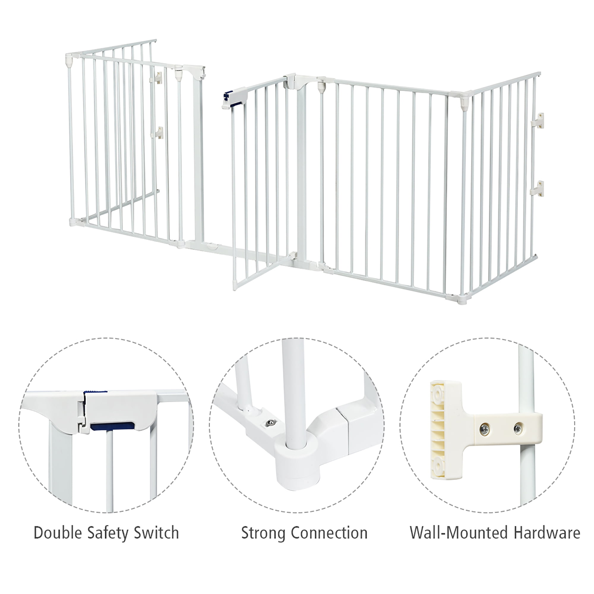 Costway Fireplace Fence Safety Fence Hearth Gate BBQ Metal Fire Gate Pet White - Image 5
