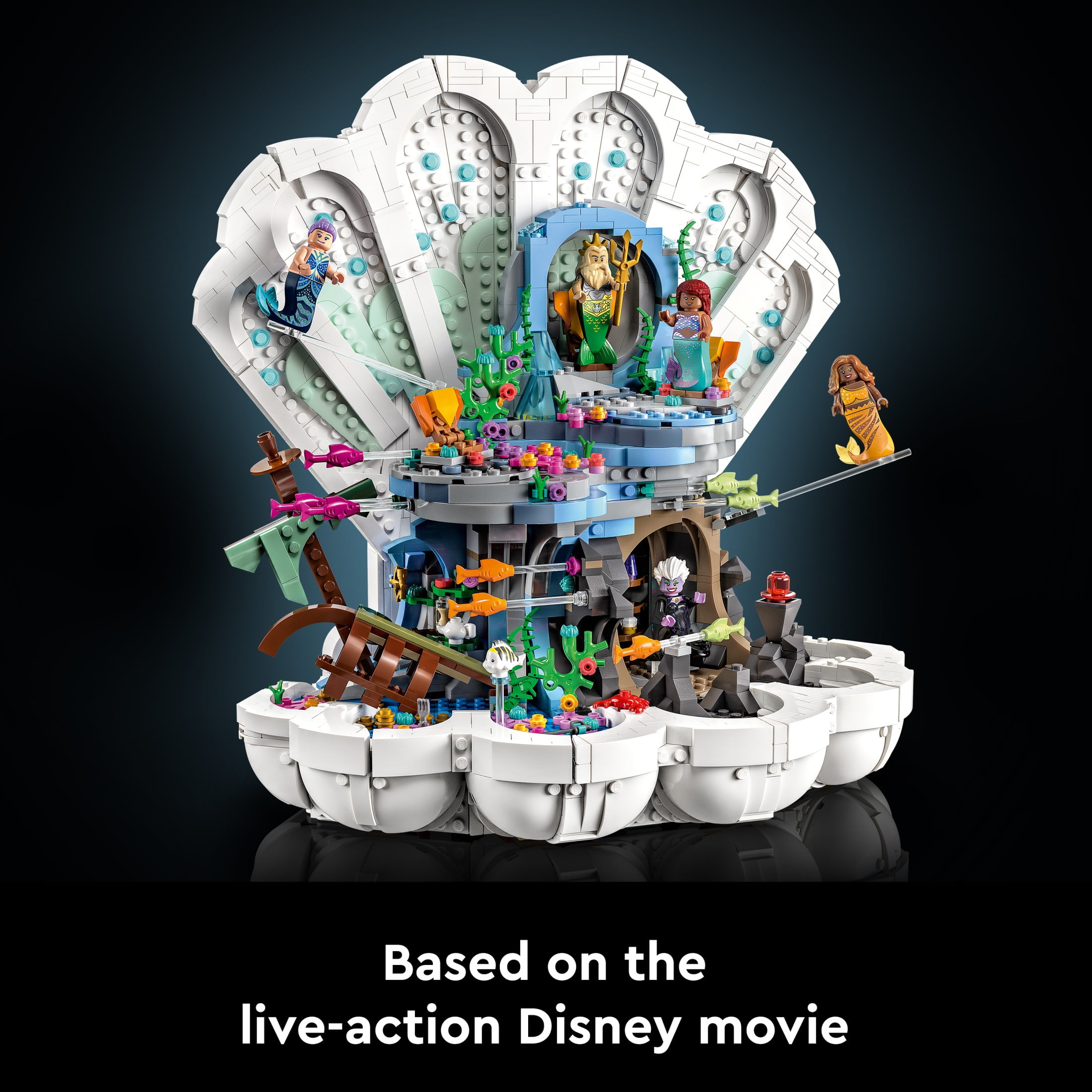 LEGO Disney The Little Mermaid Royal Clamshell 43225 Collectible Adult Building Set, Gift for Disney Princess Movie Fans Ages 18 and Up, Featuring Ariel, Ursula, King Triton, Sebastian and Flounder - Image 4