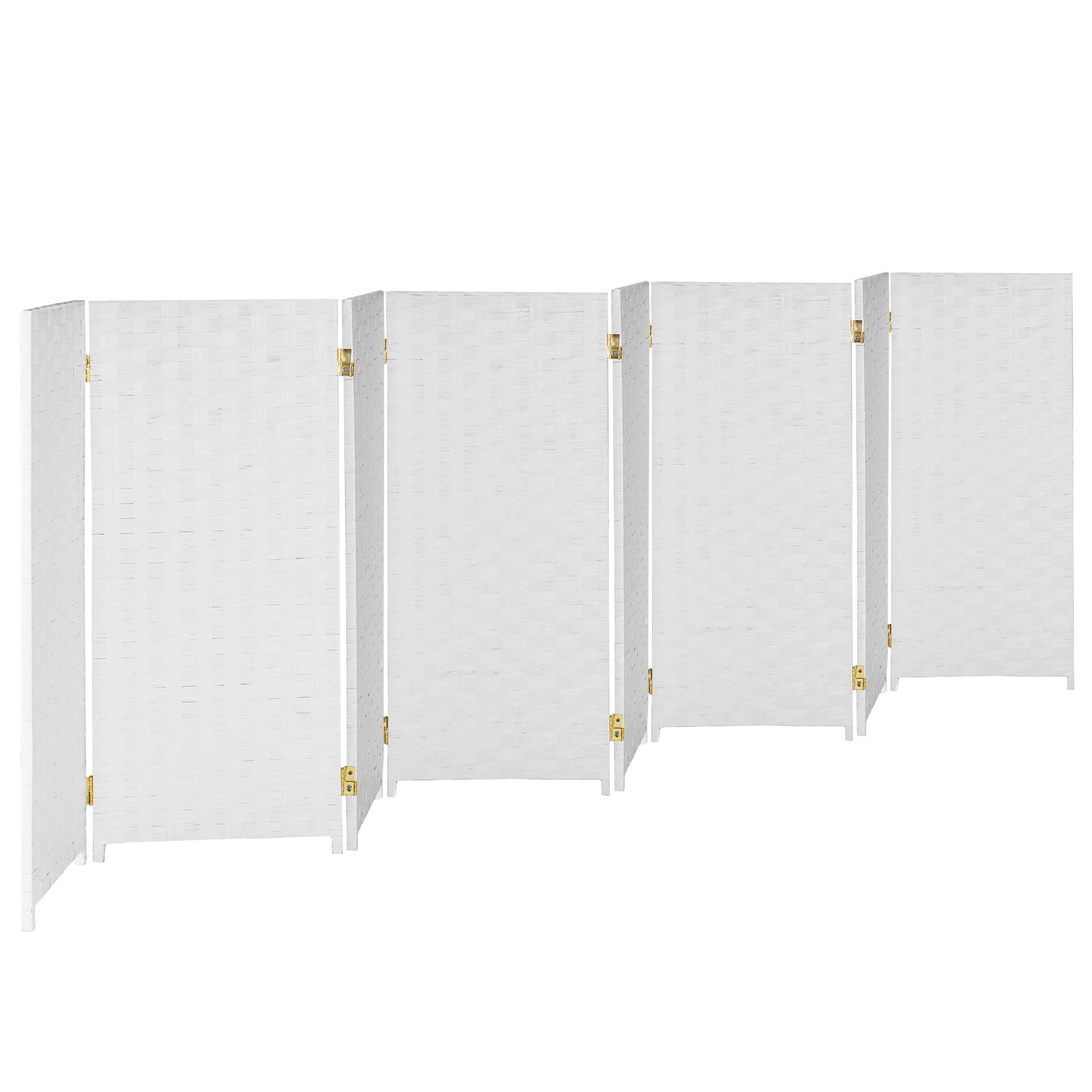 Red Lantern 3 ft. Short Woven Fiber Folding Screen - White - 8 Panel - Image 6