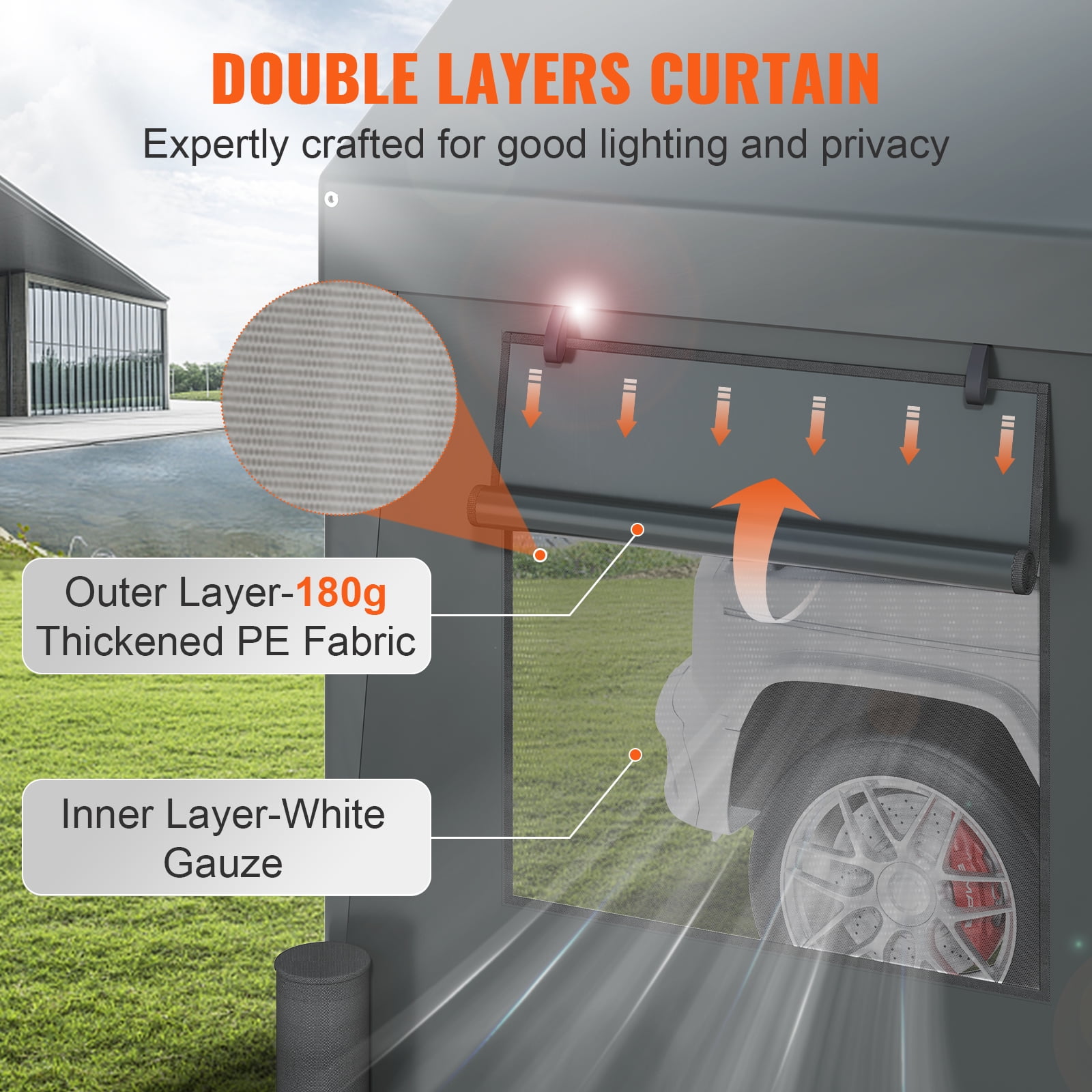 KFFKFF Carport Canopy Car Canopy 10 x 20 Feet & 8 Legs Side Walls & Windows Dark Gray - Image 2