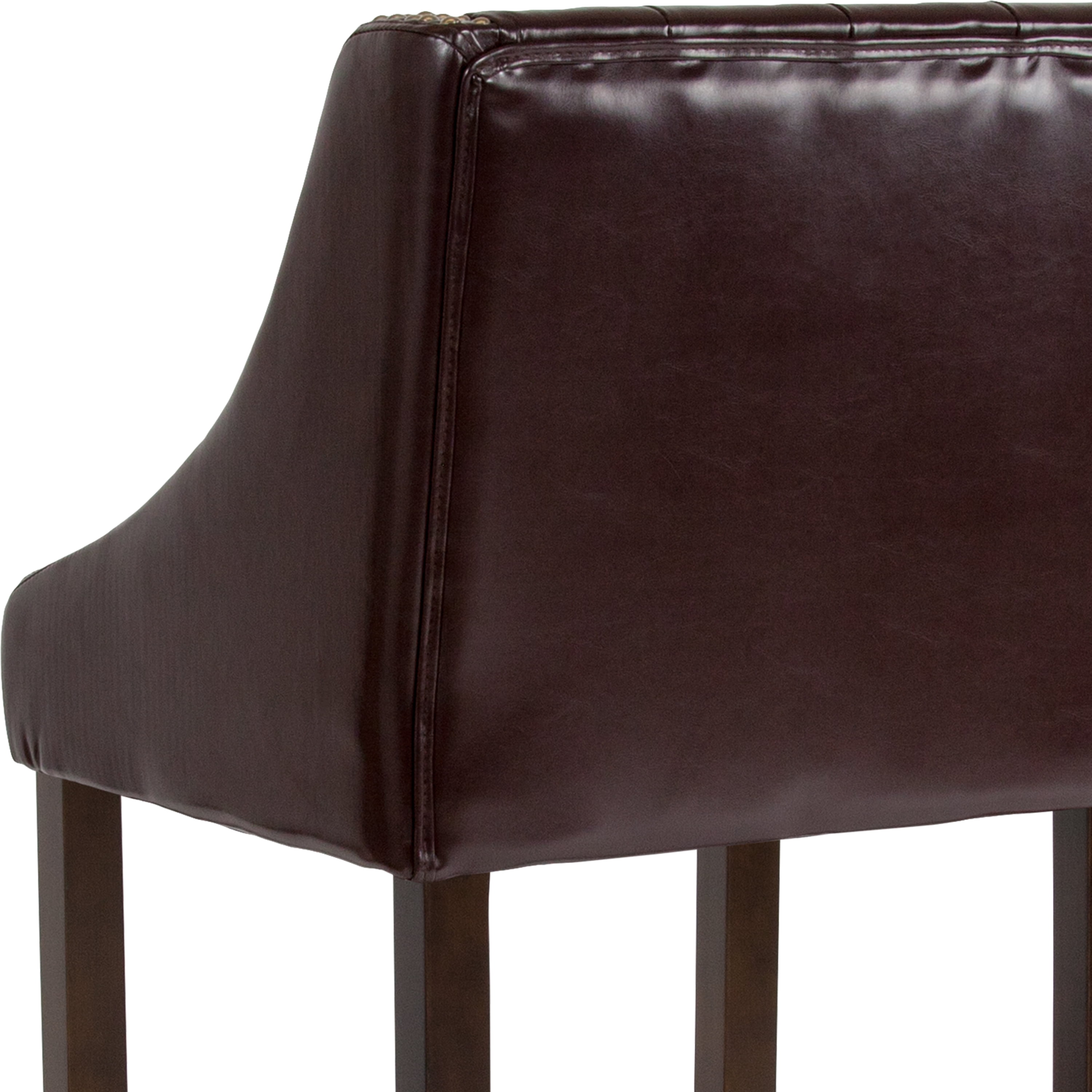 Flash Furniture Carmel Series Tufted Bar Stool Nailhead Trim, Brown LeatherSoft - Image 5
