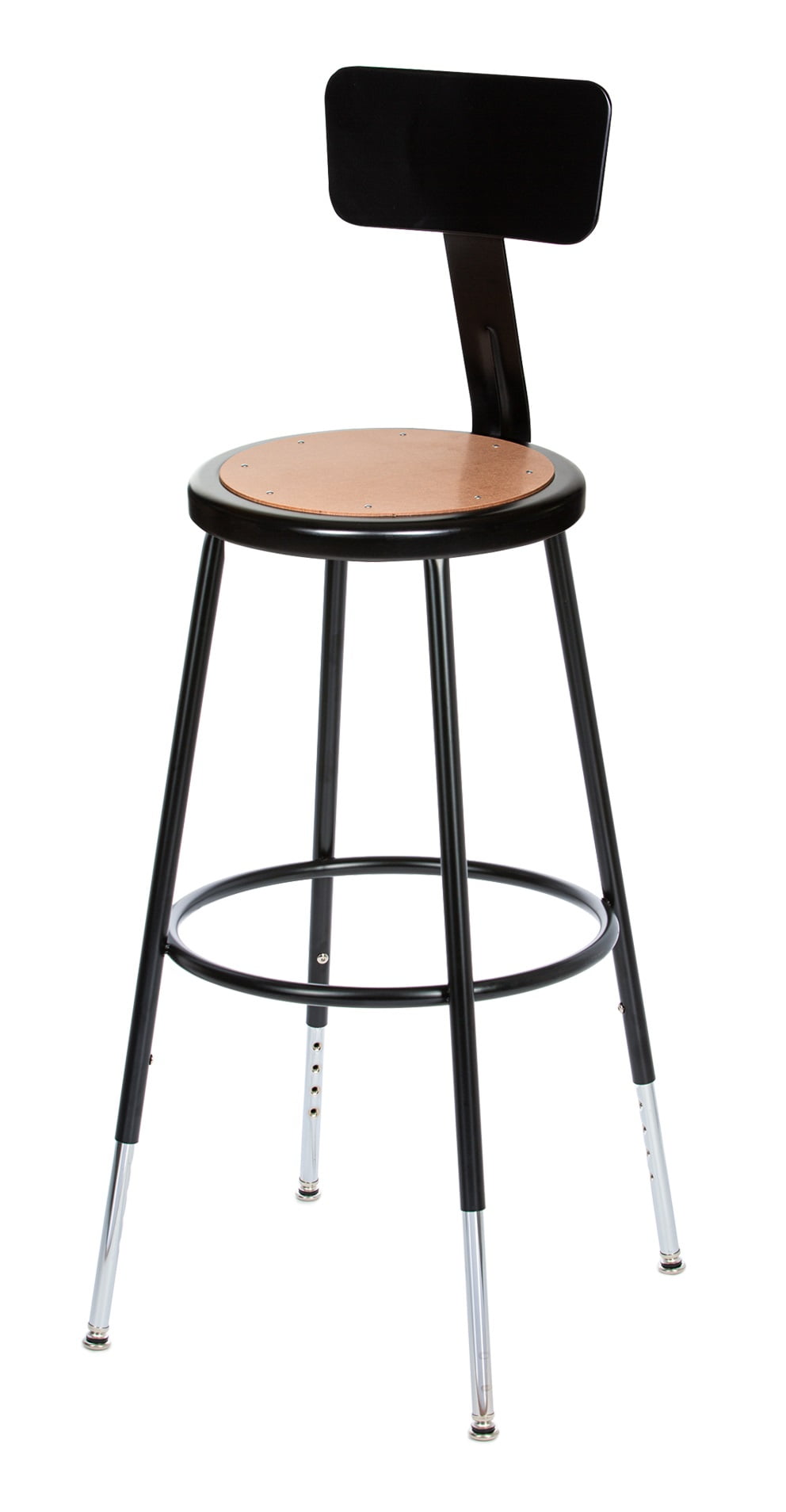 Hampden Furnishings Flynn 25"-33" Adjustable Masonite/Steel Stool with Backrest, Black, 2 PK - Image 2