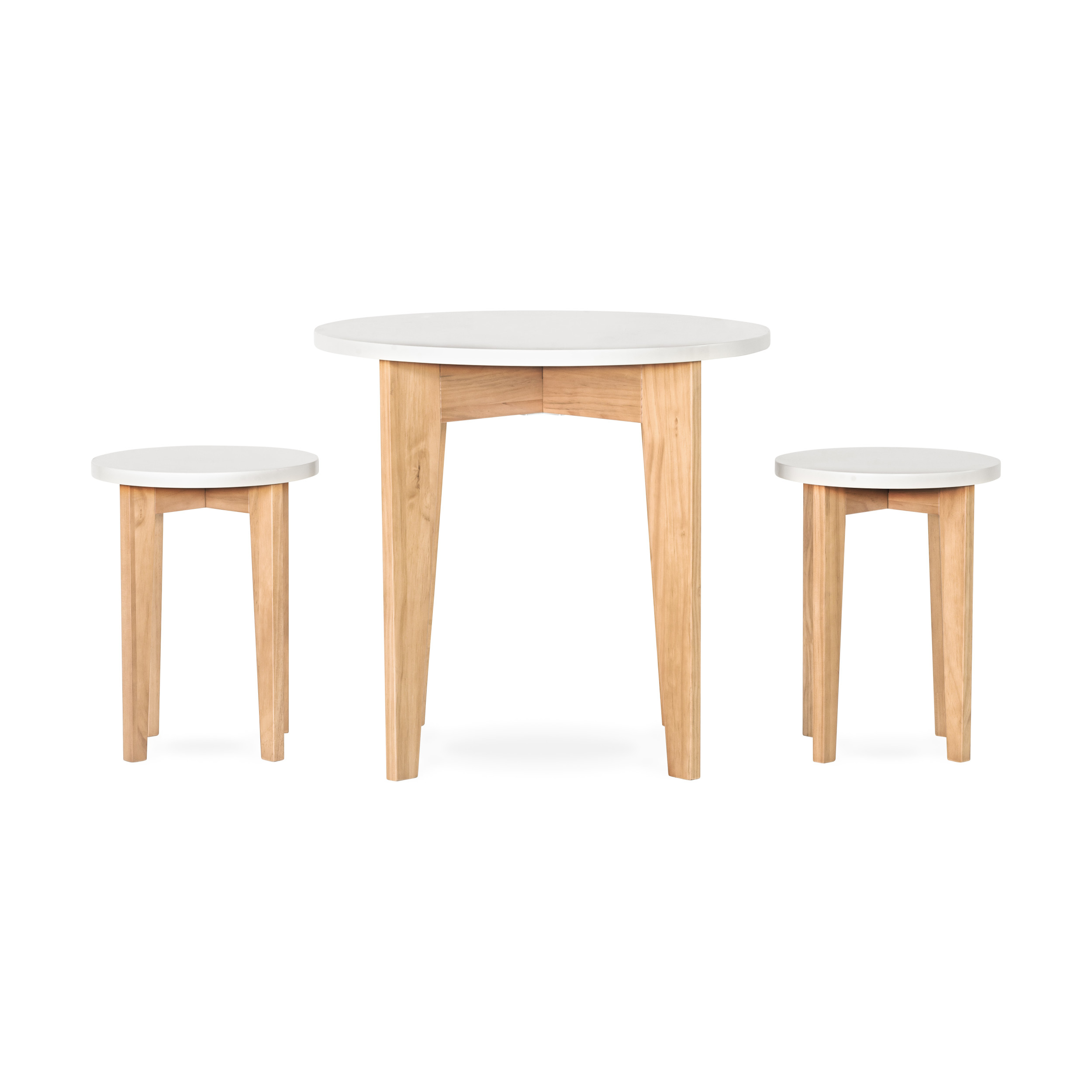 Child Craft Geo Table and Stools Set, Includes Table and 2 Stools, Fun Geometric Design, For Kids Ages 3-6 Years (White/Natural) - Image 3