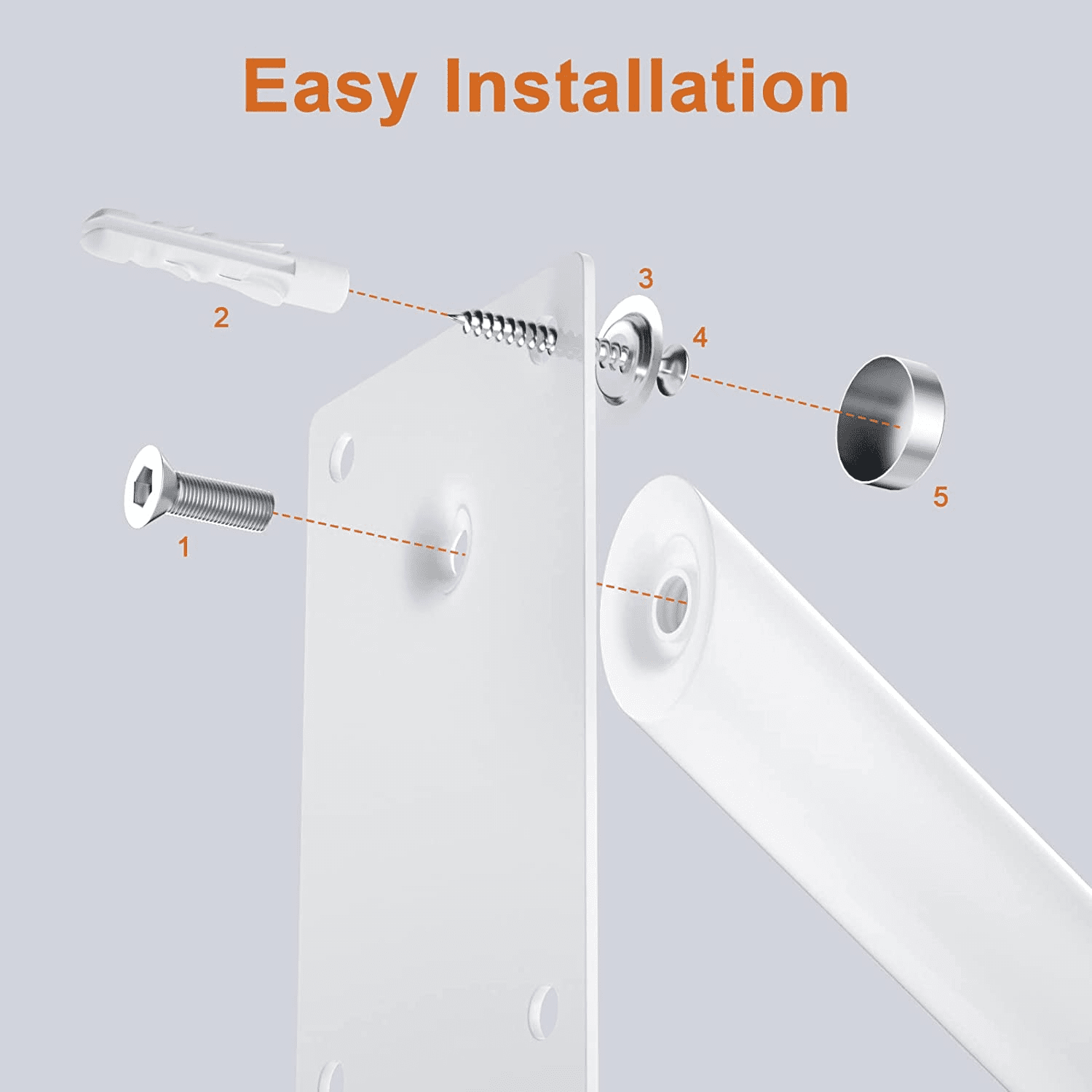 20 inch Stainless Steel Handrail for 1-3 Steps- 1.25" Tube, ZUEXT U Shaped Oil Rubbed White Safety Grab Bar for Stairs, Wall Mounted Hand Railing for Outdoor Garage Entry Interior Exterior Stairway - Image 4