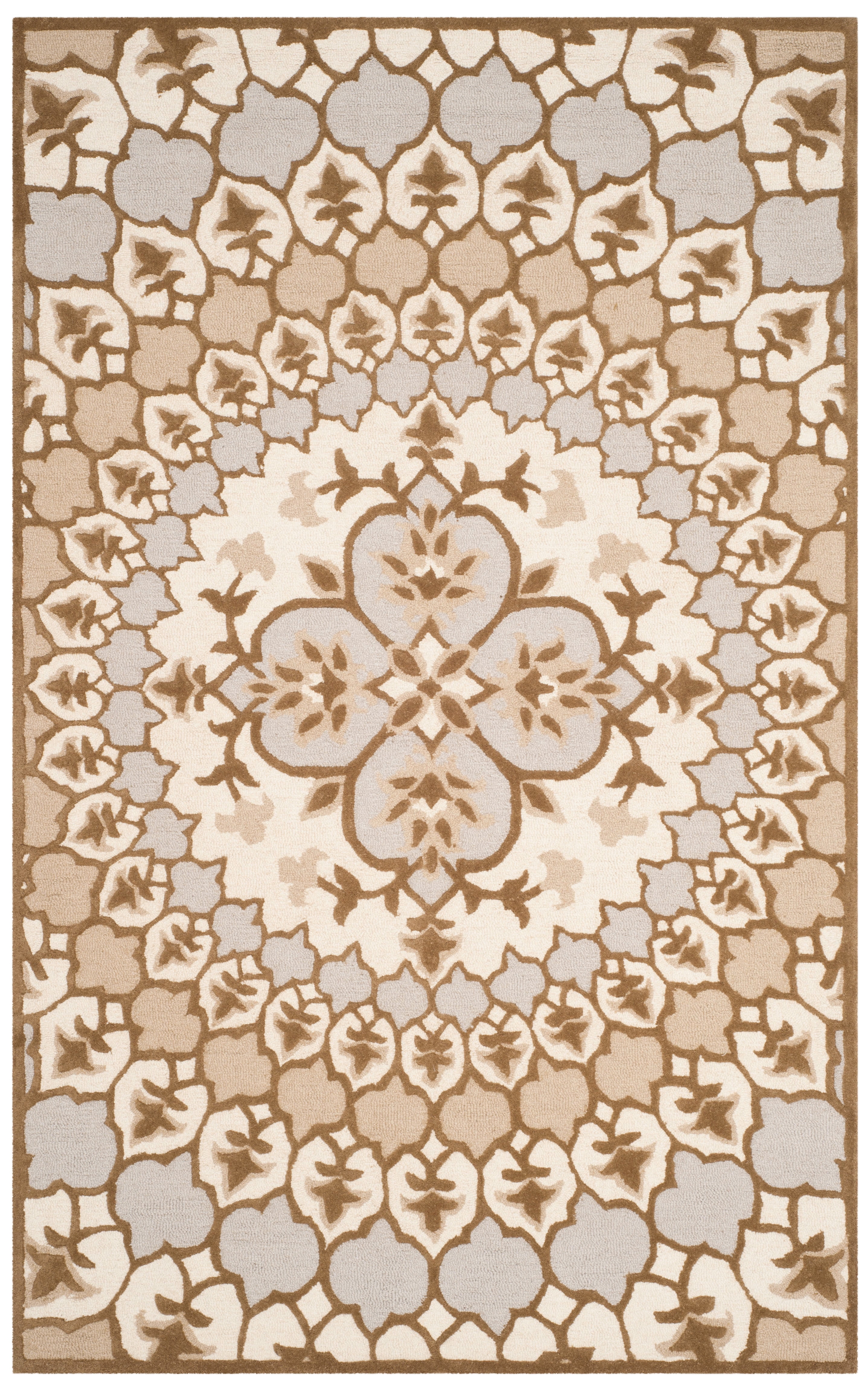 SAFAVIEH Bellagio Zoja Floral Wool Area Rug, Ivory/Dark Beige, 5' x 8' - Image 3