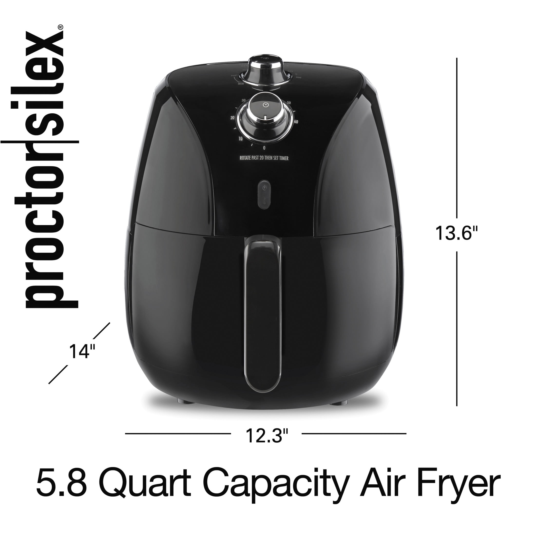 Proctor Silex 5.8 Quart Air Fryer with Timer and Nonstick Basket, Black - Image 3