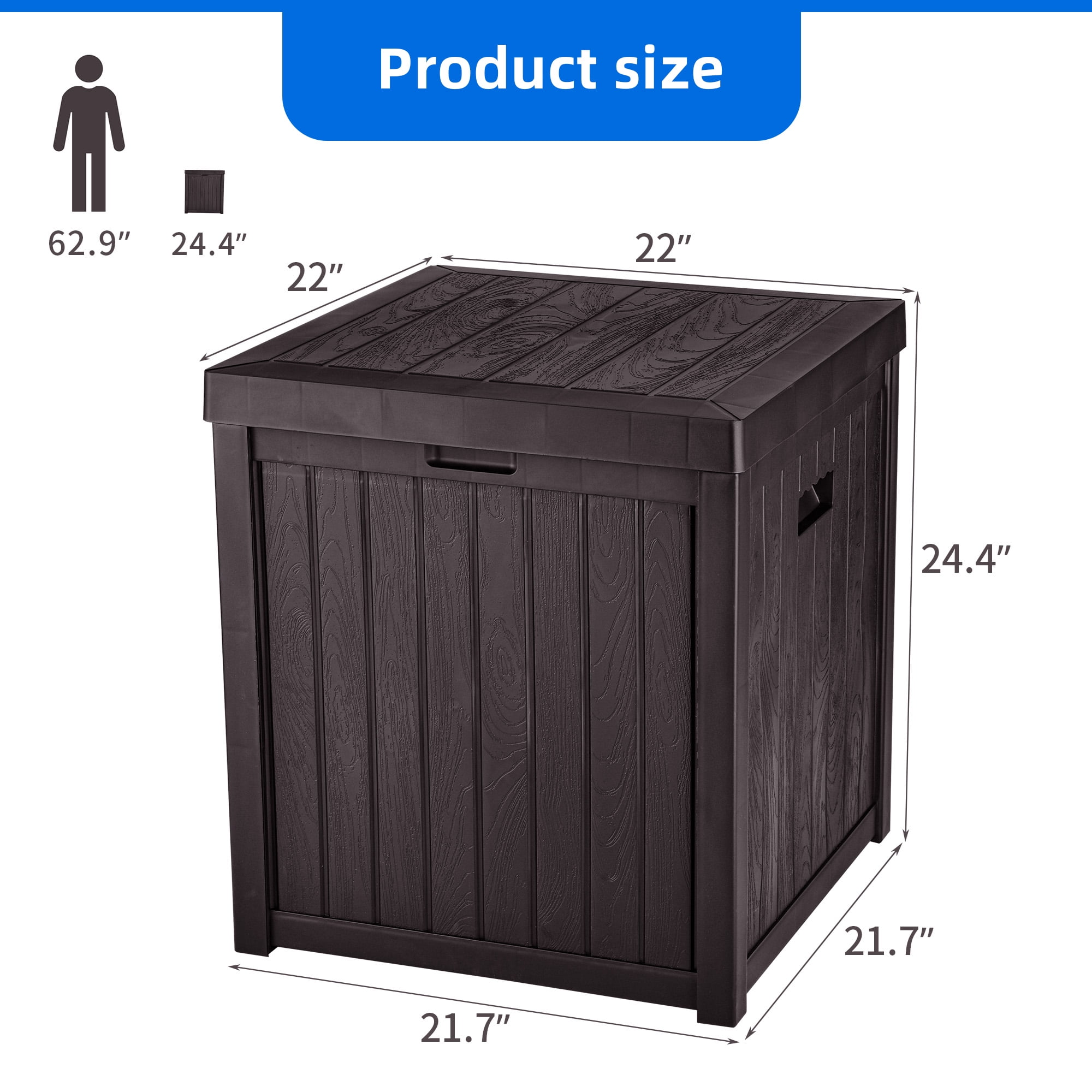Dextrus Deck Box 51 Gallon Medium Deck Box,Outdoor Storage Container for Patio Cushions,Pool Supplies,Garden Tools,Weather, Resistant,Resin (Brown) - Image 4