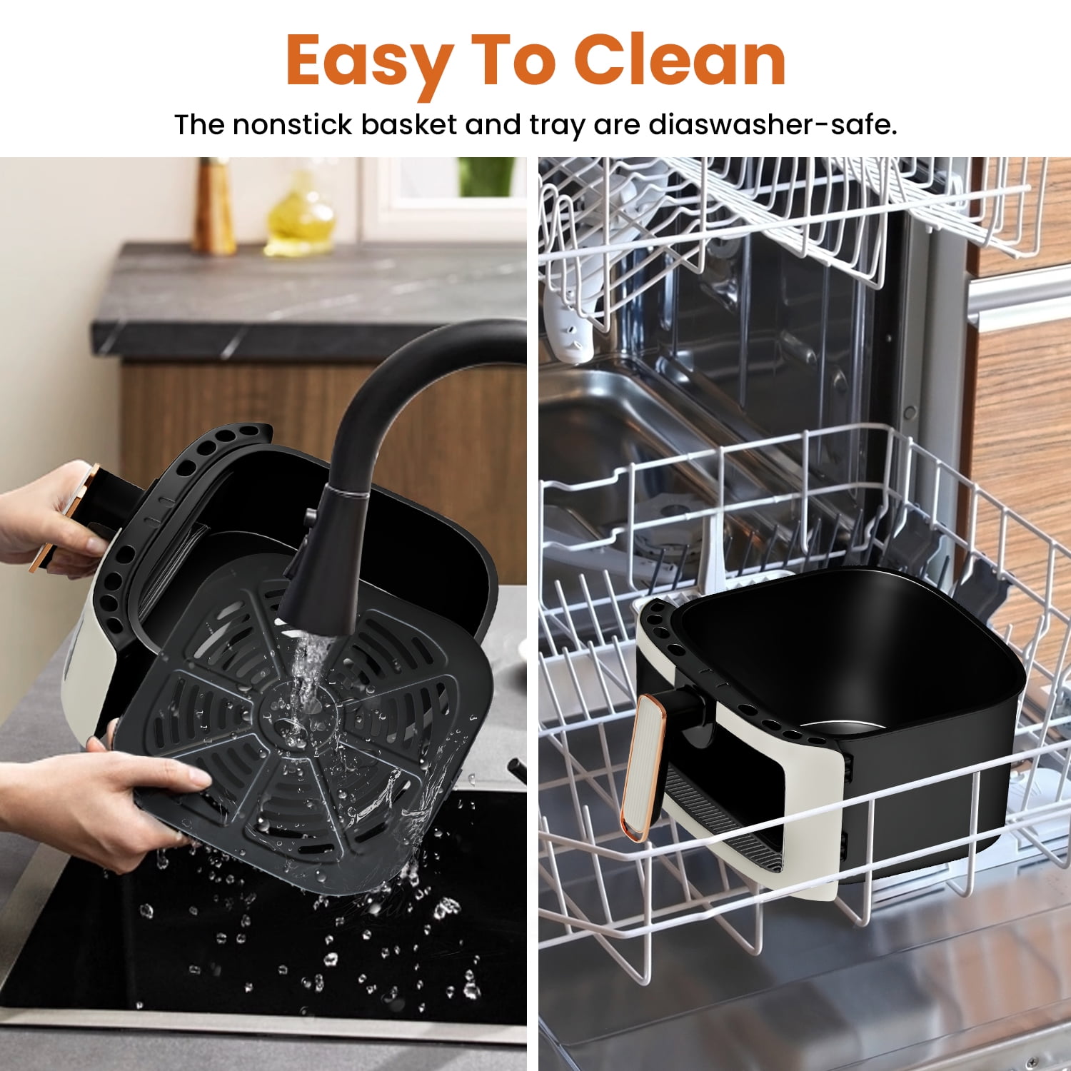 Bluebow Air Fryer Large 7.5QT, 8-in-1 Digital Touchscreen, Visible Cooking Window, 1700W, Cream White - Image 7