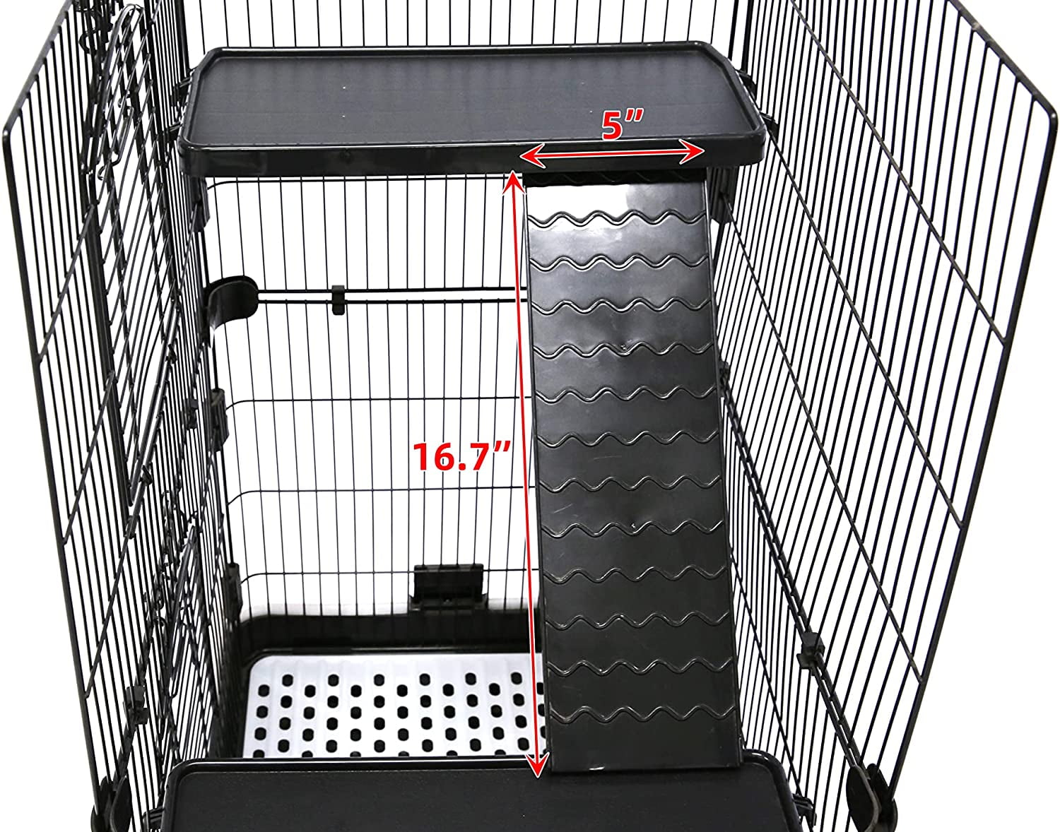 Homey Pet 3 Levels Chinchilla Ferret Pet Crate Small Animals Cages for Rat, Hamster, Guinea Pig, Squirrel, Include Caster Tray and Urine Guard (Black) - Image 9
