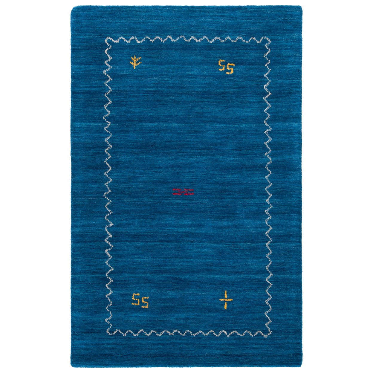 SAFAVIEH Himalaya Yvonne Chevron Bordered Wool Area Rug, Blue, 6' x 6' Round - Image 9