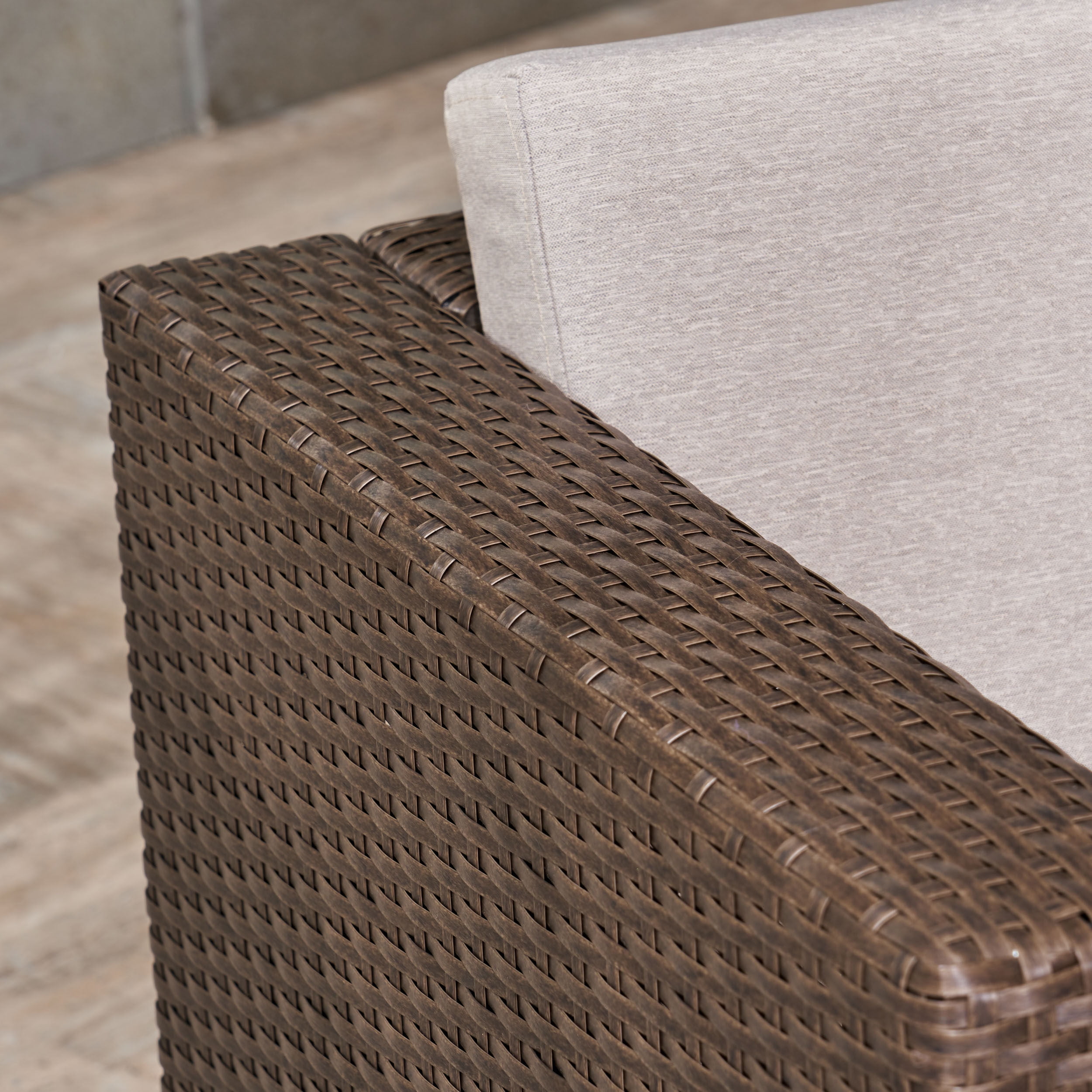 Palmetto Outdoor Wicker 3 Seater Sofa with Cushions,Grey,Brown - Image 2