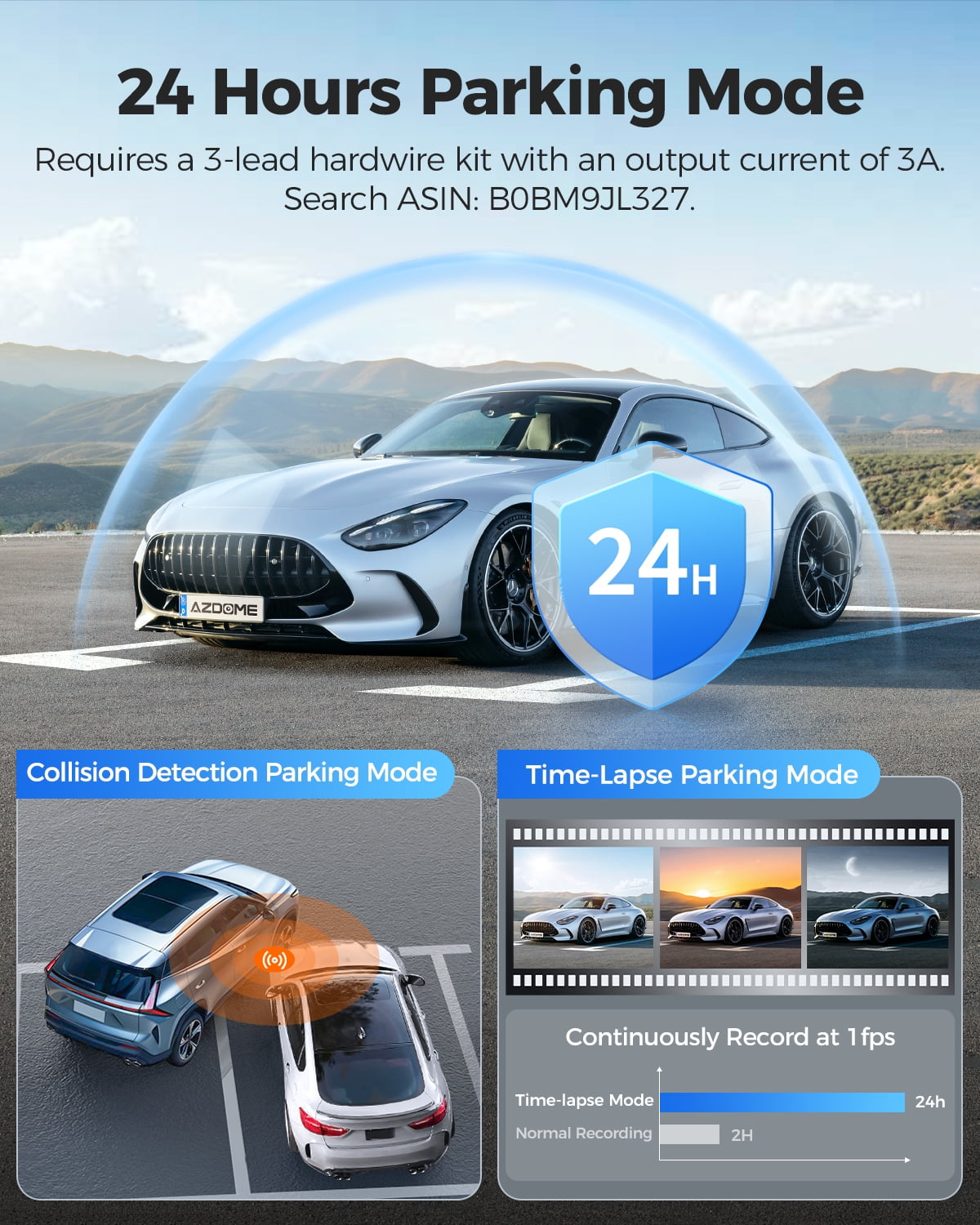 AZDOME Rear View Mirror Dash Cam, Dual Camera 4K Front and 1080P Rear Camera, 12'' Mirror Dash Cam with Night Vision, Built-in Wi-Fi GPS, Free 64GB Card, Parking Monitor - Image 11