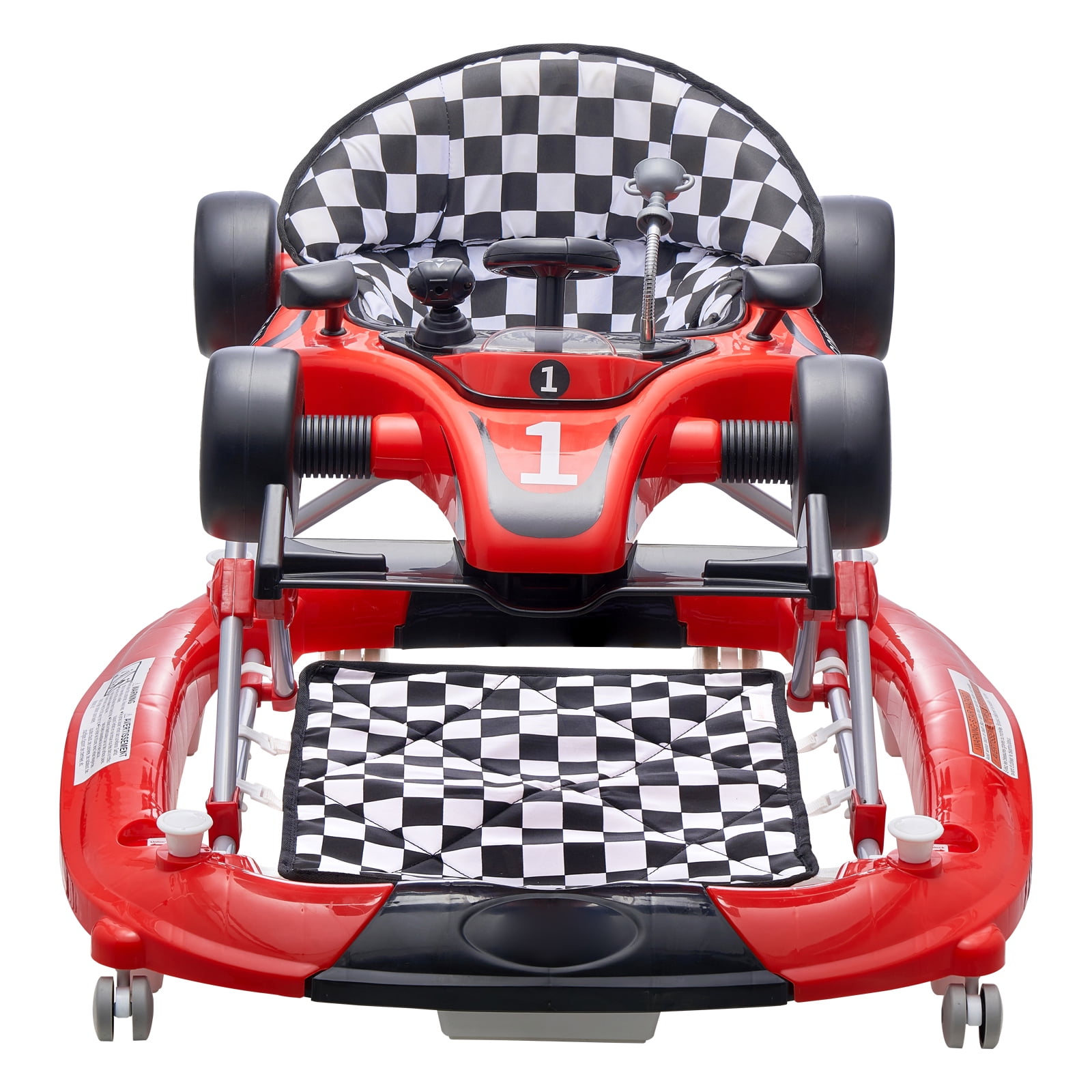 KFFKFF Baby Walker 4 in 1, Foldable Height Adjustable Baby Walker with Wheels, Infant Toddler Walker with Foot Pads, Anti-Fall Baby Walker With Steering Wheel - Image 4