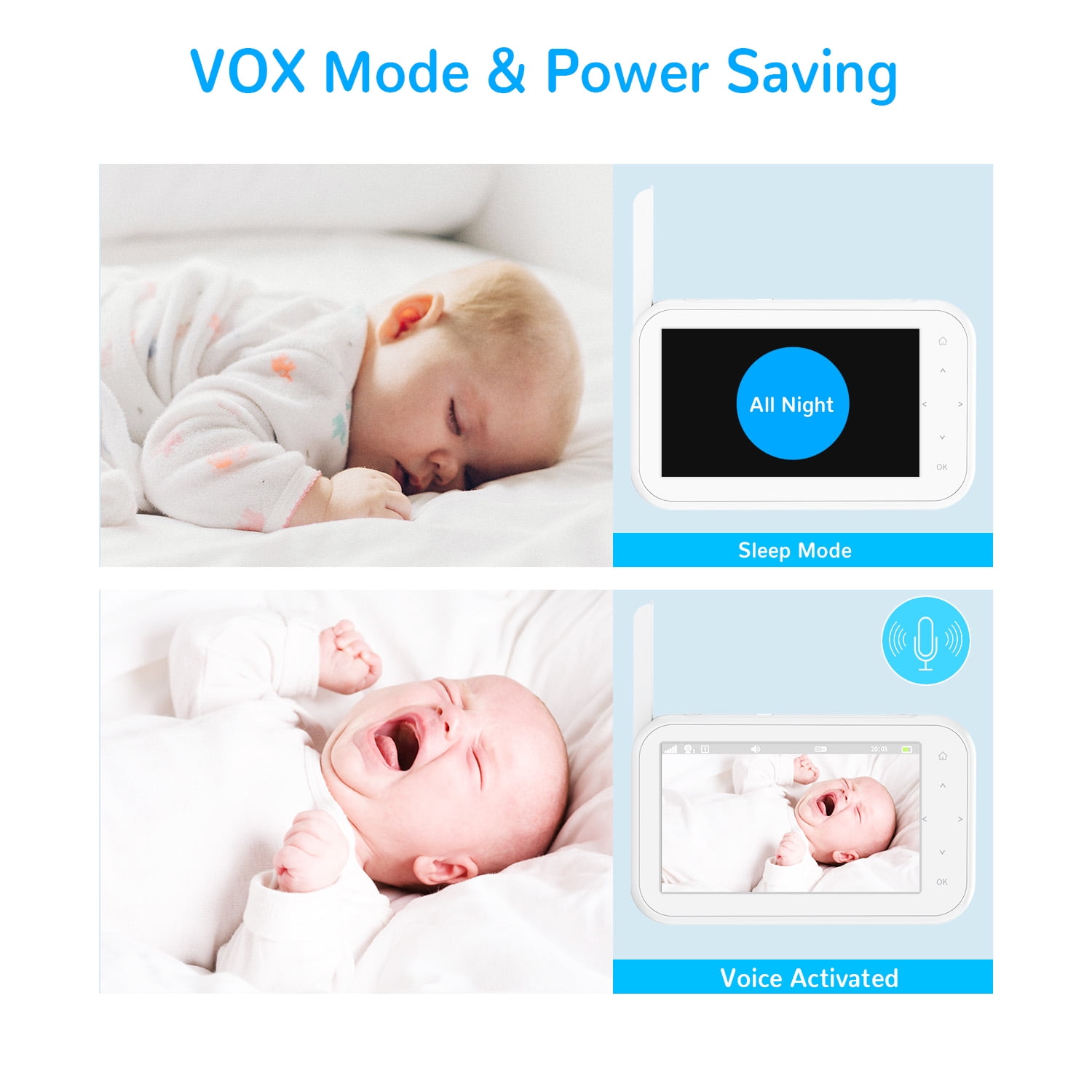 FEBFOXS 4.3" Baby Monitor with Camera and Audio, Video Baby Monitor, Baby Camera with 1300 ft Range, 2X Zoom, 2-Way Talk Night Vision, No WiFi - Image 4