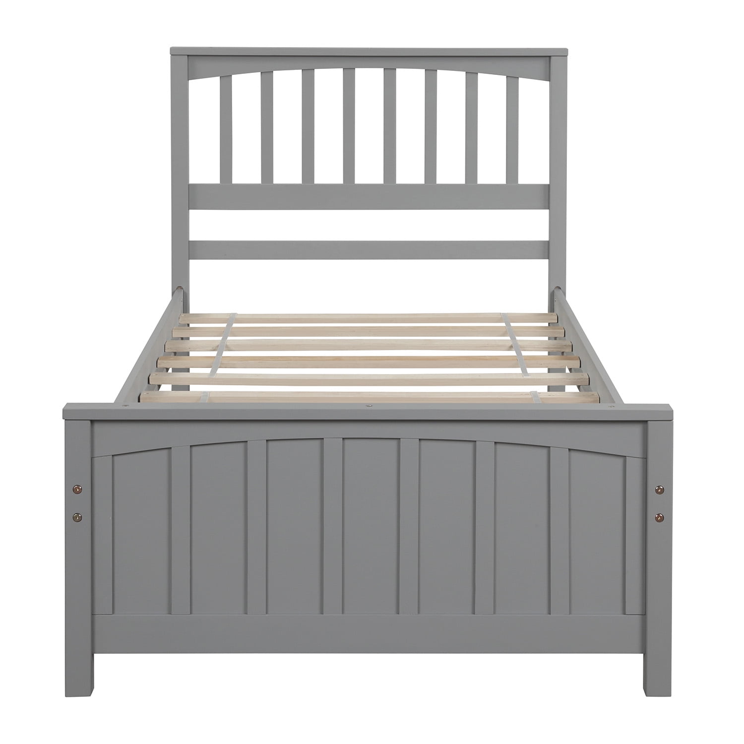 Gewnee Twin Platform Bed,Solid Wood Platform Bed Frame with Headboard&Footboard,Gray - Image 4