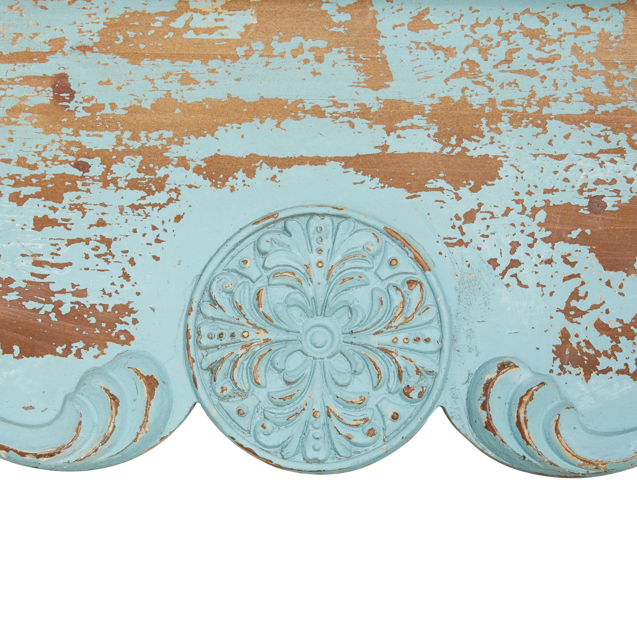 DecMode 32" x 4" 1-Tier Blue Scroll Wall Shelf - Image 14