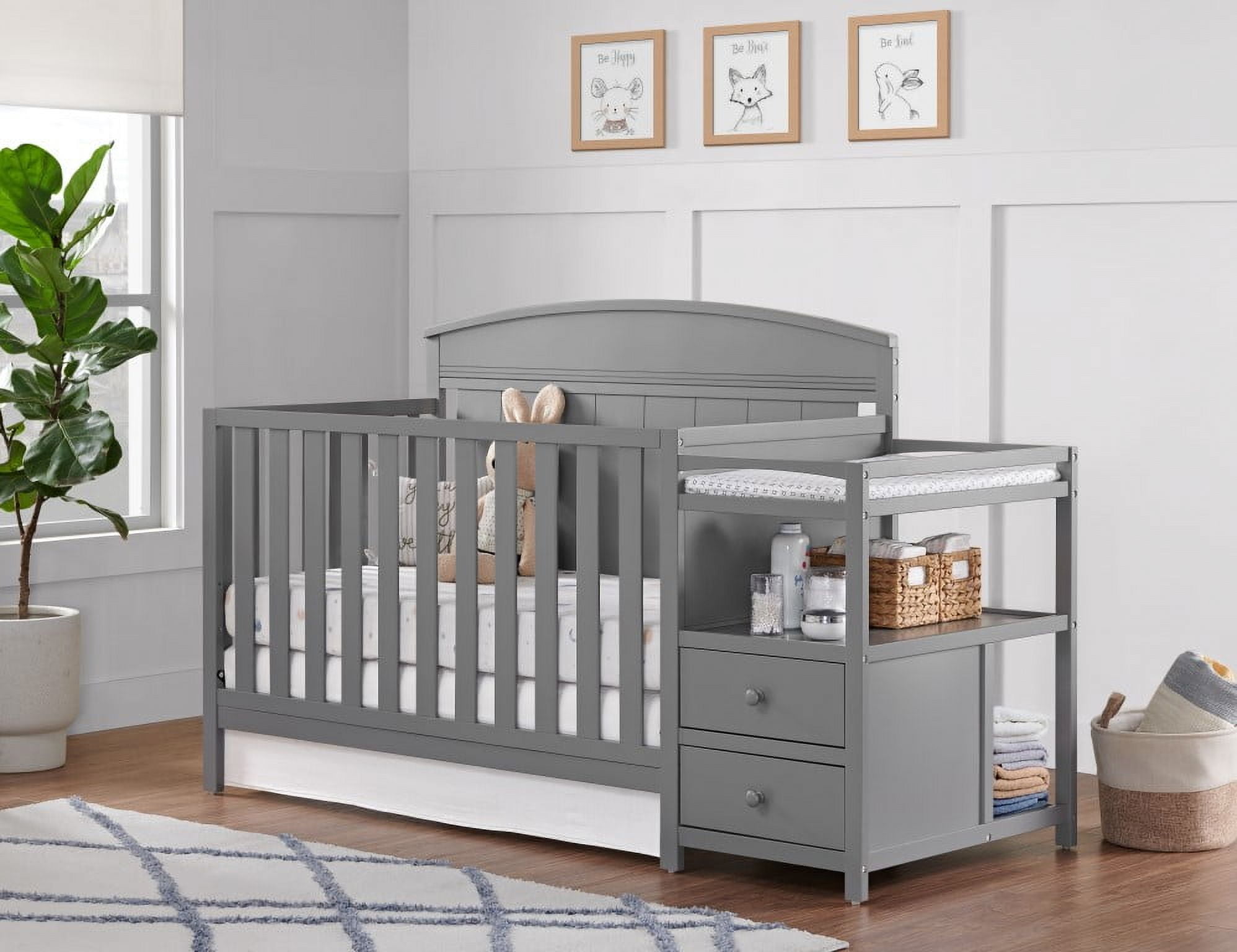 Oxford Baby Pearson 4-in-1 Convertible Crib & Changing Station, Dove Gray, GREENGUARD Gold Certified, Wooden Crib - Image 9