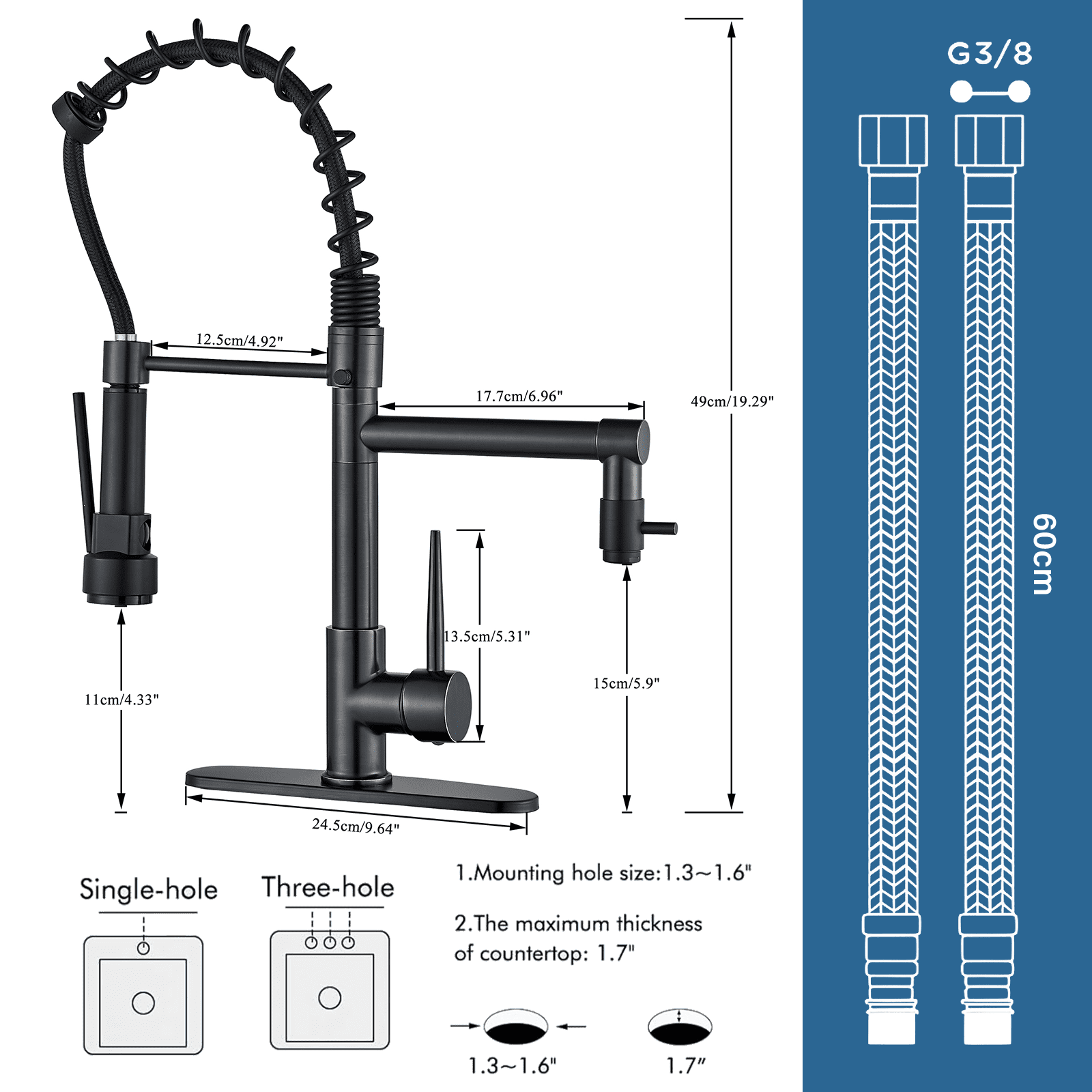 Cesinkin Brass Oil Rubbed Bronze Kitchen Faucet - Image 7