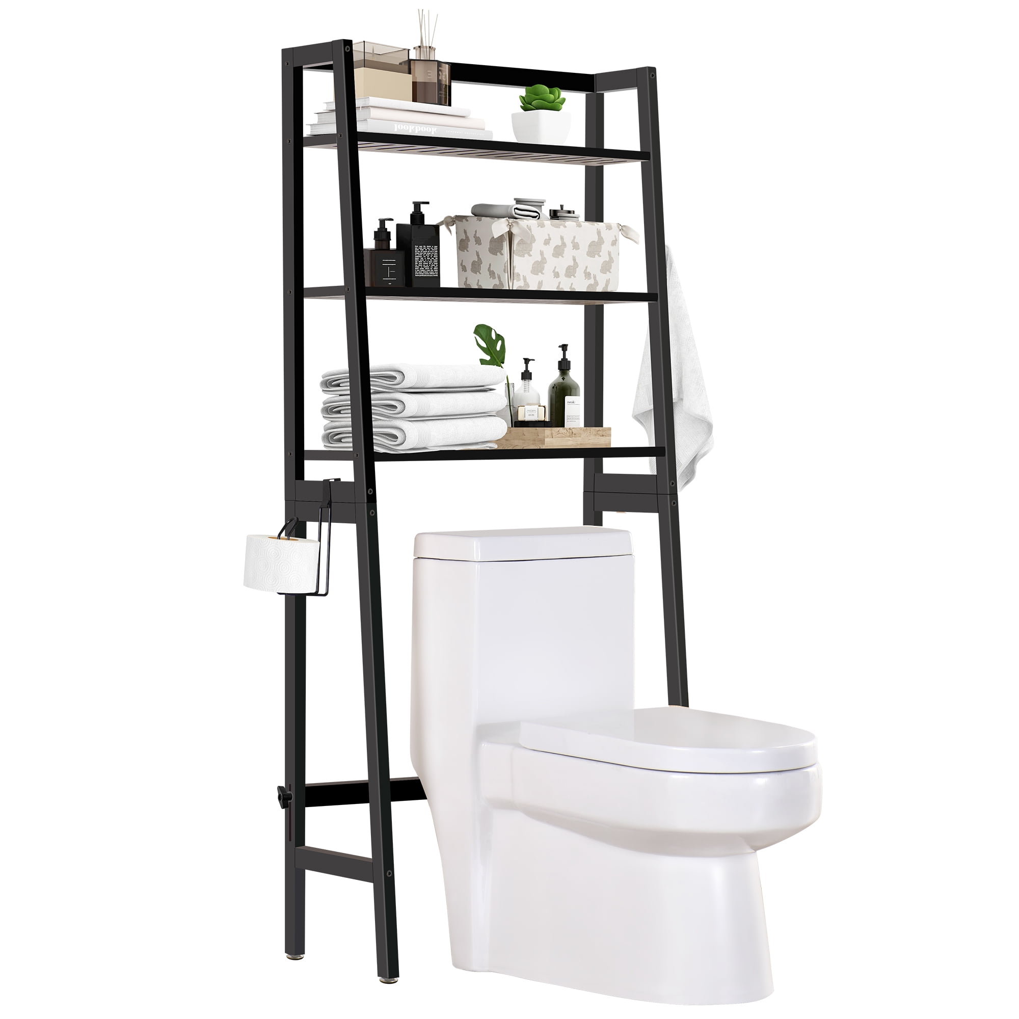 mallboo 3-Tier Over-The-Toilet Storage Rack, Black - Image 7