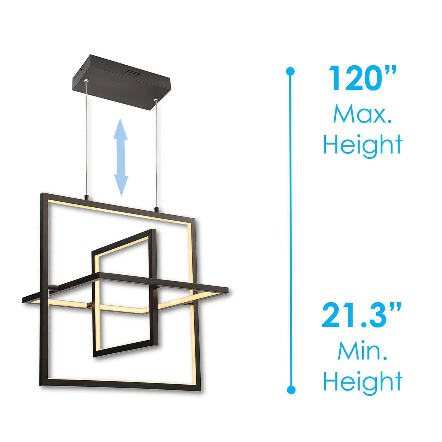 Modern Square LED Pendant Light for Kitchen Island, Dinning Room, Living Room Square Chandelier, Shape Adjustable - Image 7