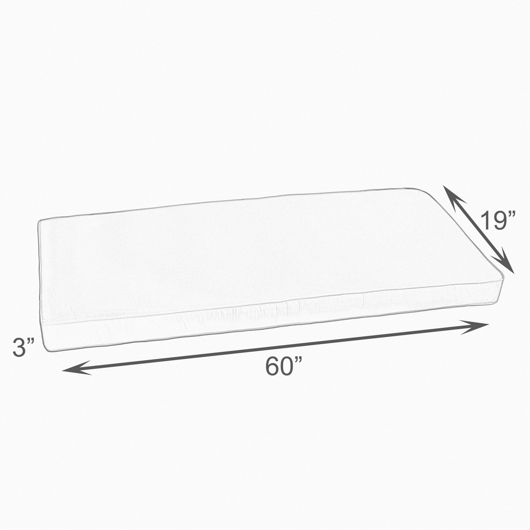 Grey and White Geometric Indoor, Outdoor Bench Cushion, Corded - Image 3