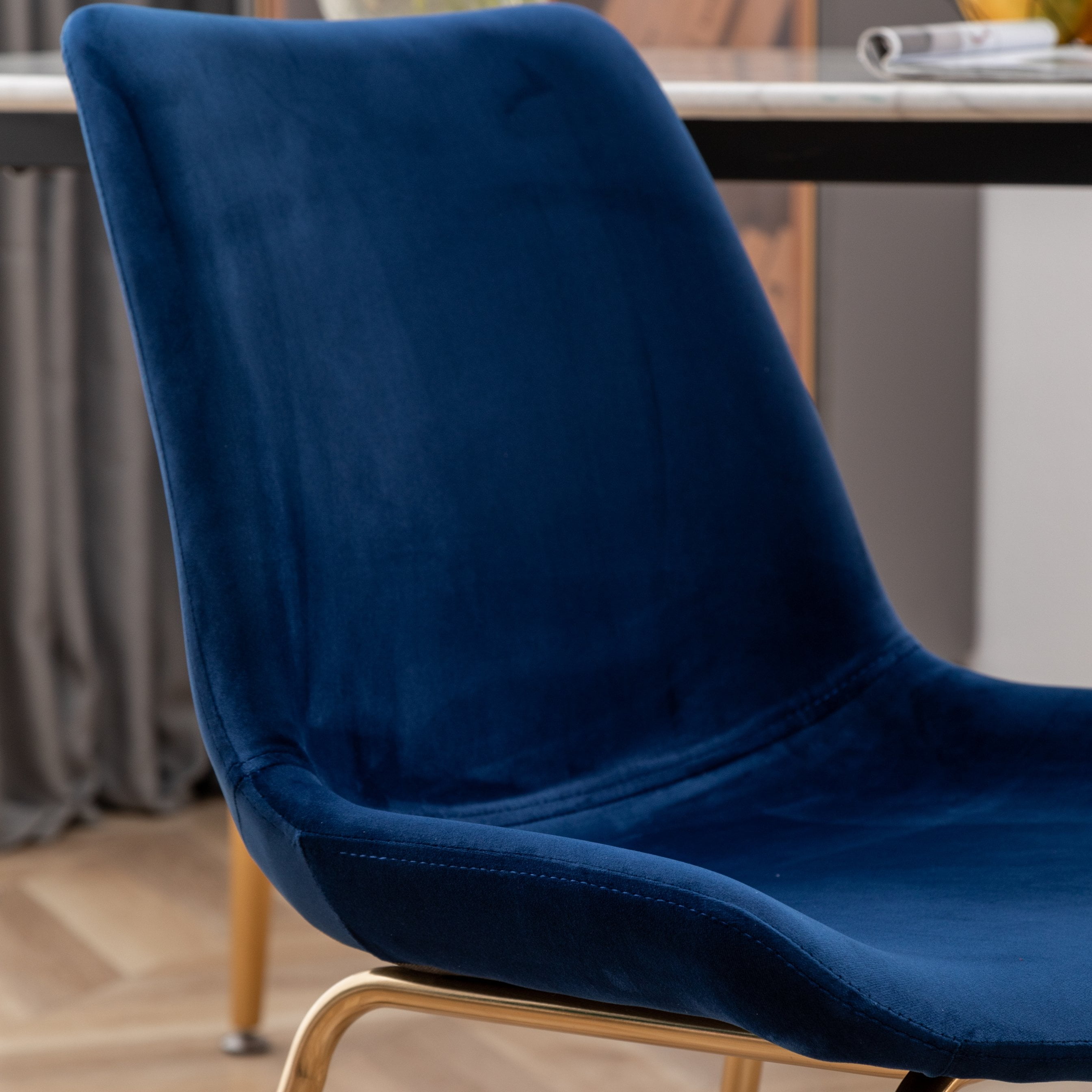 Roundhill Furniture Aufurr Modern Velvet Dining Chairs - Set of 2 - Blue - Image 3