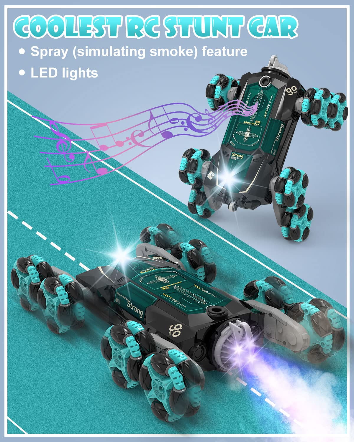 FLYNOVA Gesture Sensing Rc Car Toys for Boy Age 8-13,2.4Ghz 8Wd Remote Control Car,Racing Drift Double-Sided Stunt Car,Christmas Birthday Coolest Gift Black - Image 7