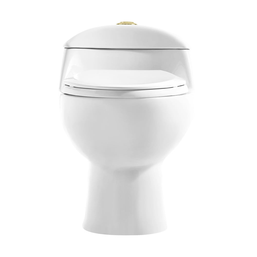 Chateau One Piece Elongated Toilet Dual Flush, Brushed Gold Hardware 1.1/1.6 gpf - Image 9