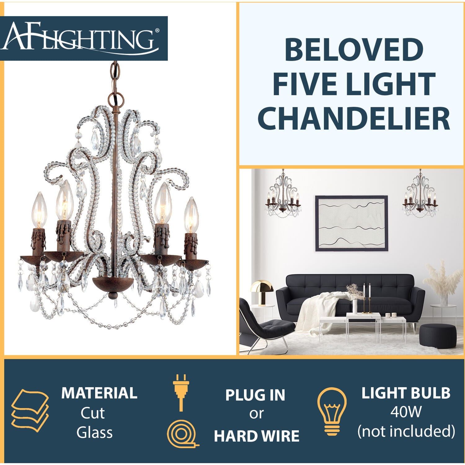 Beloved Five Light Mini Chandelier - Image 2