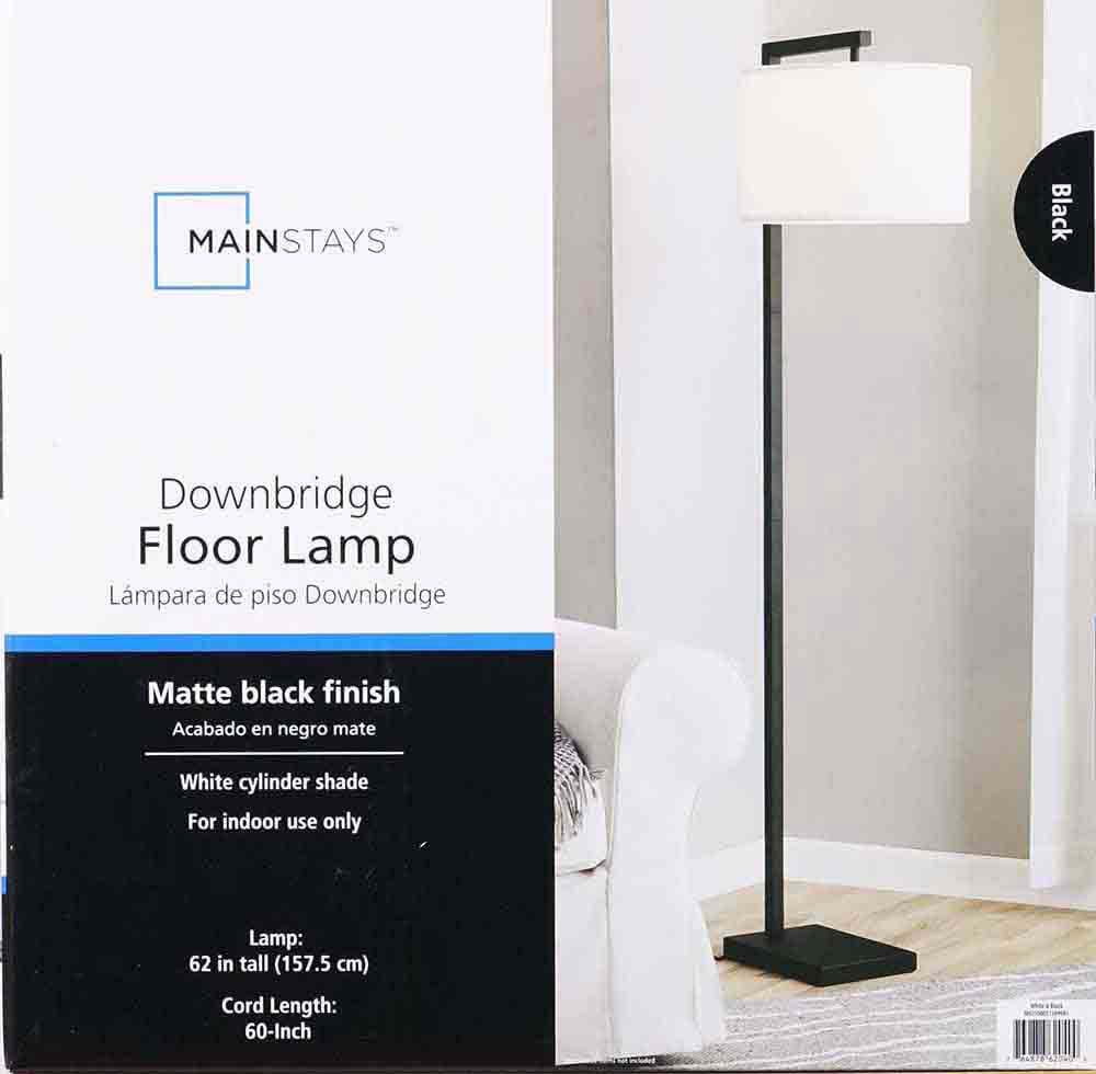 Mainstays Contemporary Metal 62in Floor Lamp with on/off Foot Switch, Black - Image 5