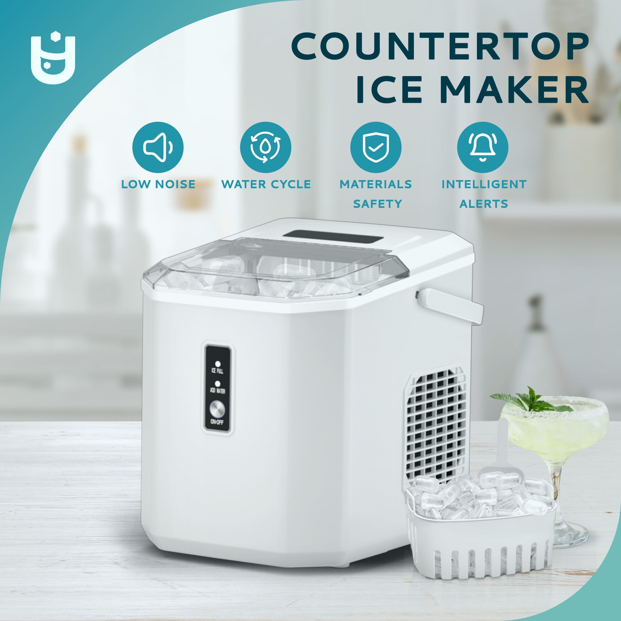EUHOMY Ice Maker Portable Countertop 26 lbs/24H with Self-Cleaning, 9 Bullet Ice in 6 Min, White - Image 5