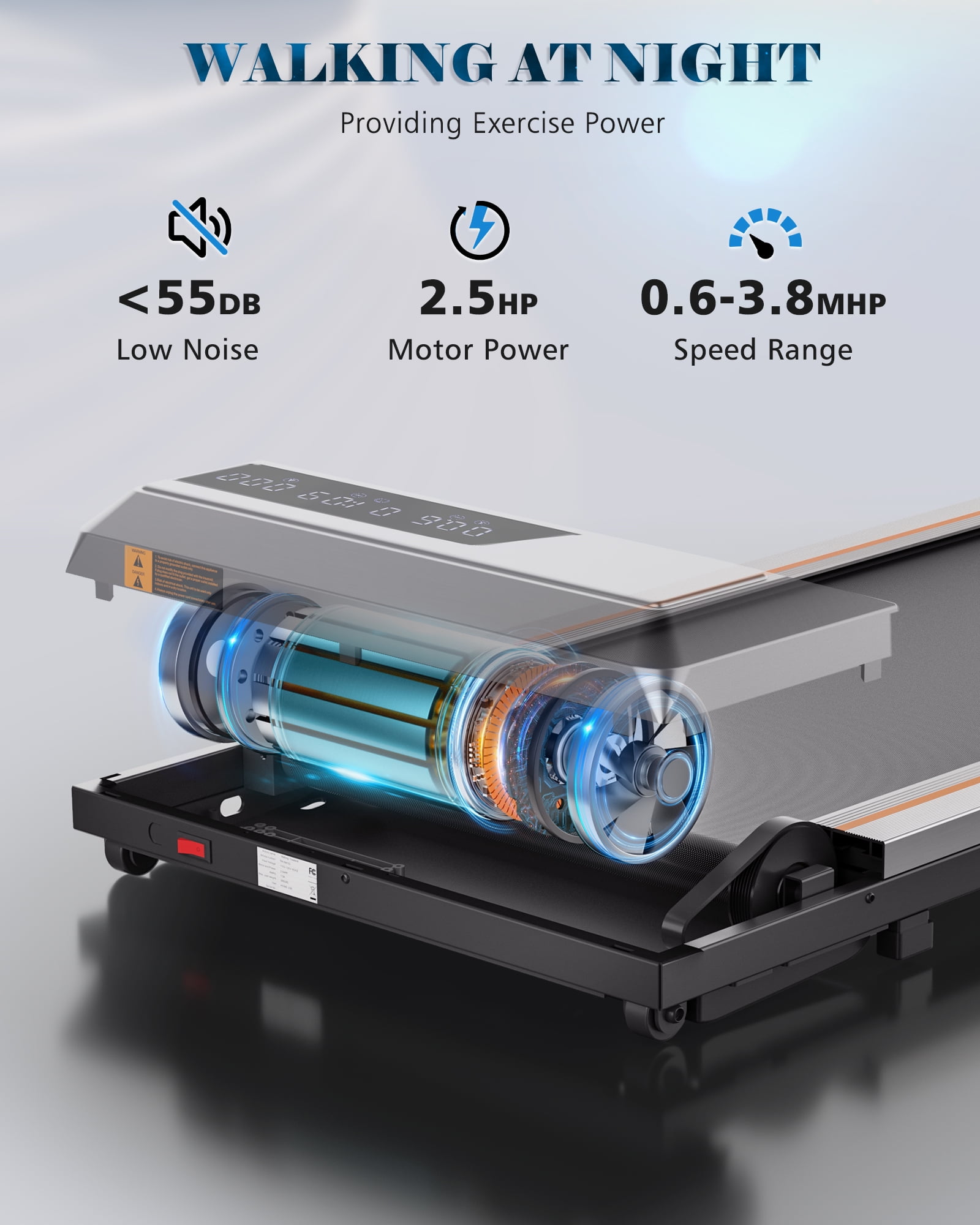 Naipo Treadmill Walking Pad 2.5HP with Large LCD Display Portable Wheels and Max Capacity 265lb for Home Use - Image 9