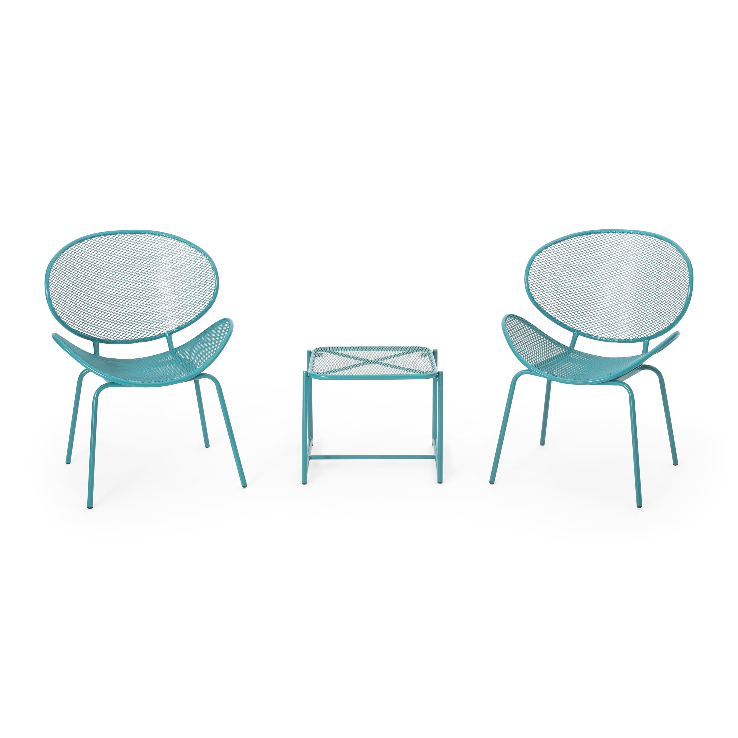 Noble House Elloree 3 Piece Outdoor Conversation Set in Matte Teal - Image 6