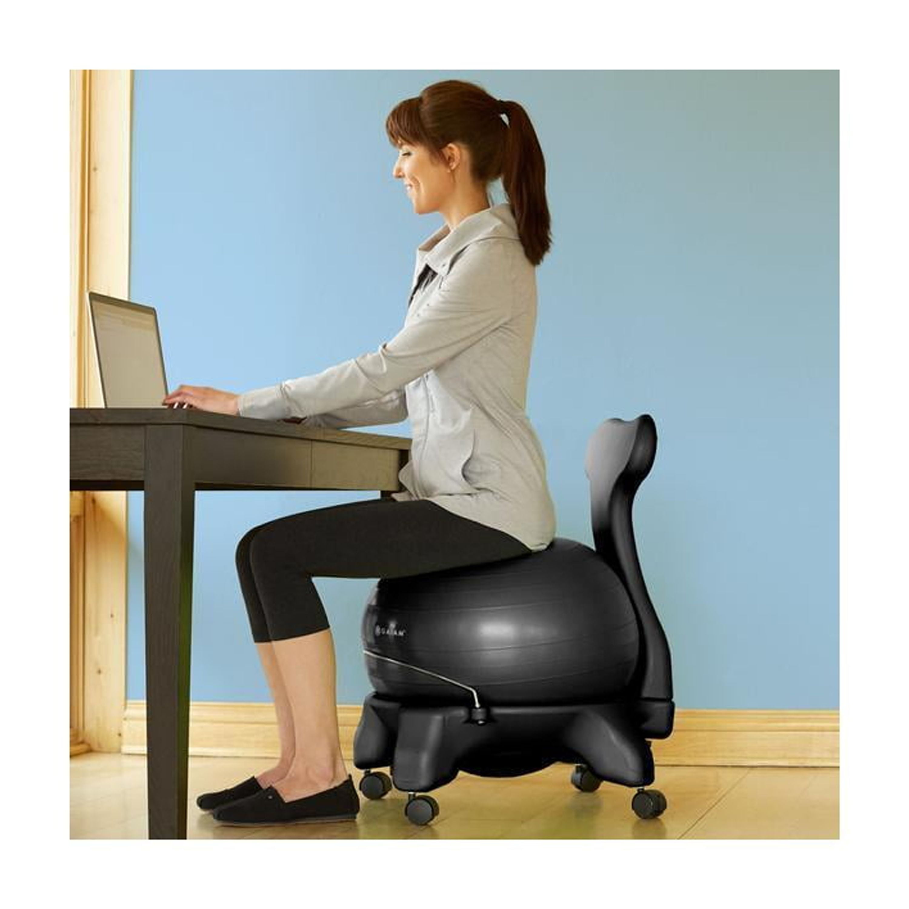 Gaiam Classic Balance Ball Office Desk Chair, Black - Image 3