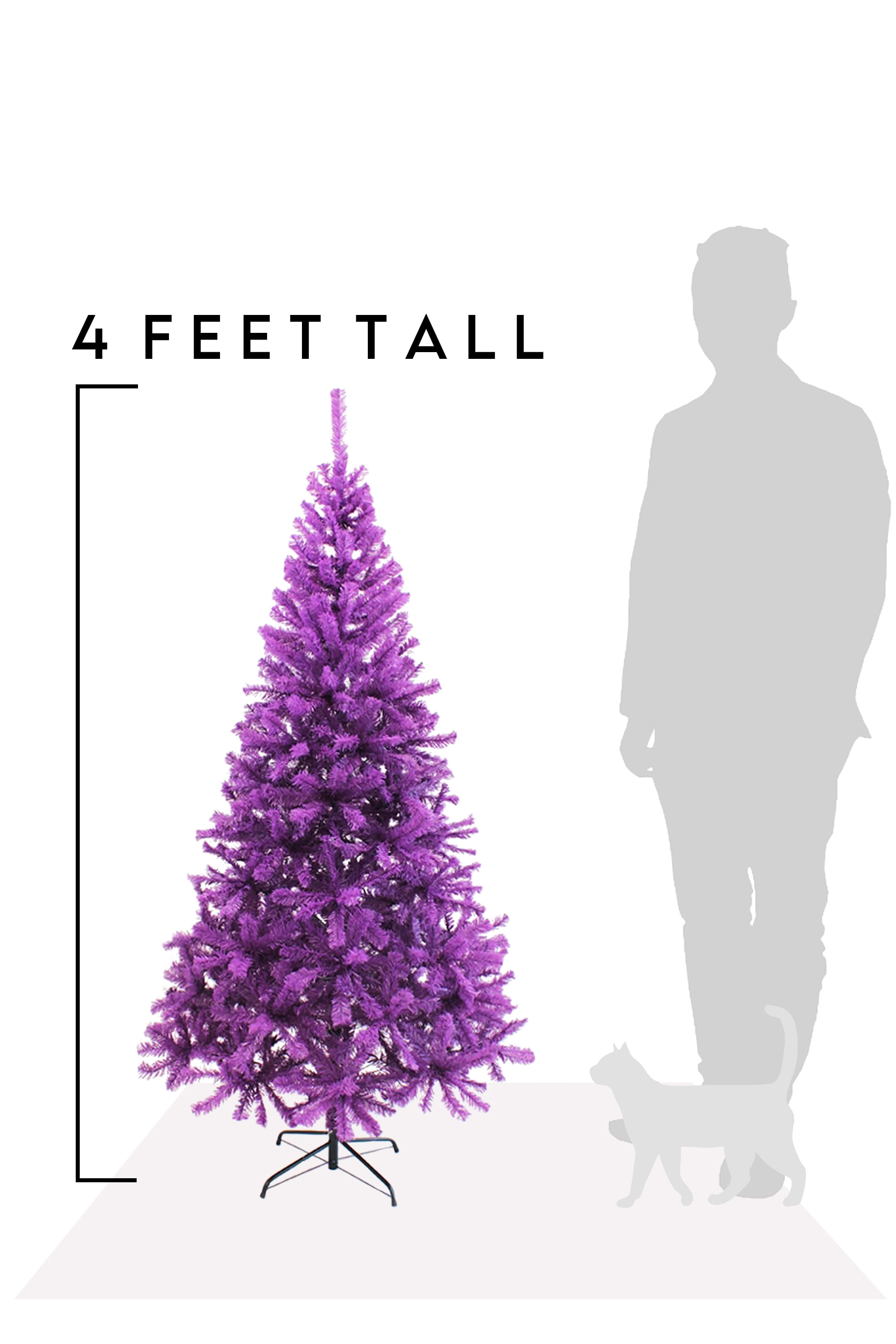 Perfect Holiday 4ft Canadian Pine Christmas Tree, 291 pvc branch tips with Metal Stand, Purple - Image 3