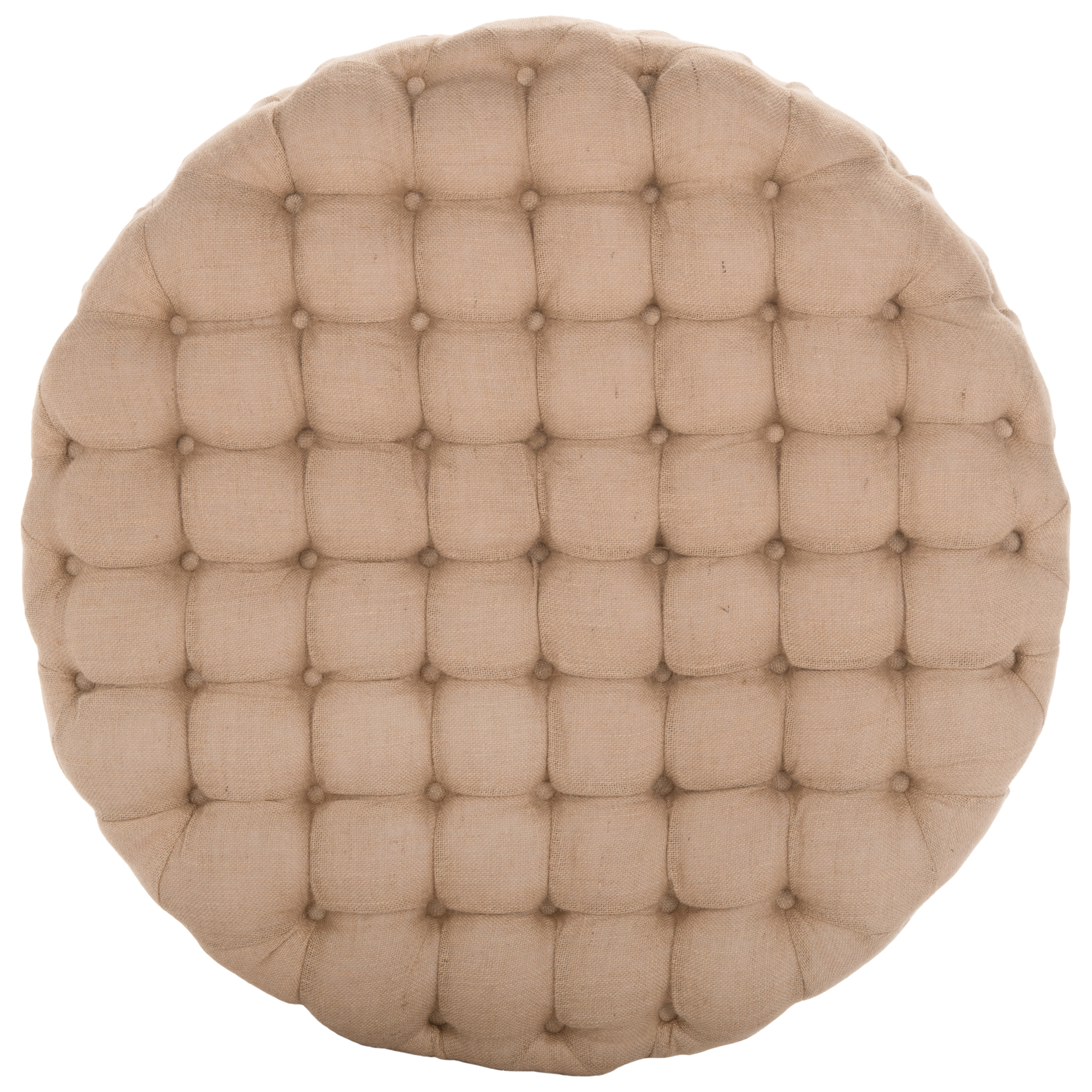 SAFAVIEH Charlene Modern Glam Solid Tufted Cocktail Ottoman, Beige - Image 6