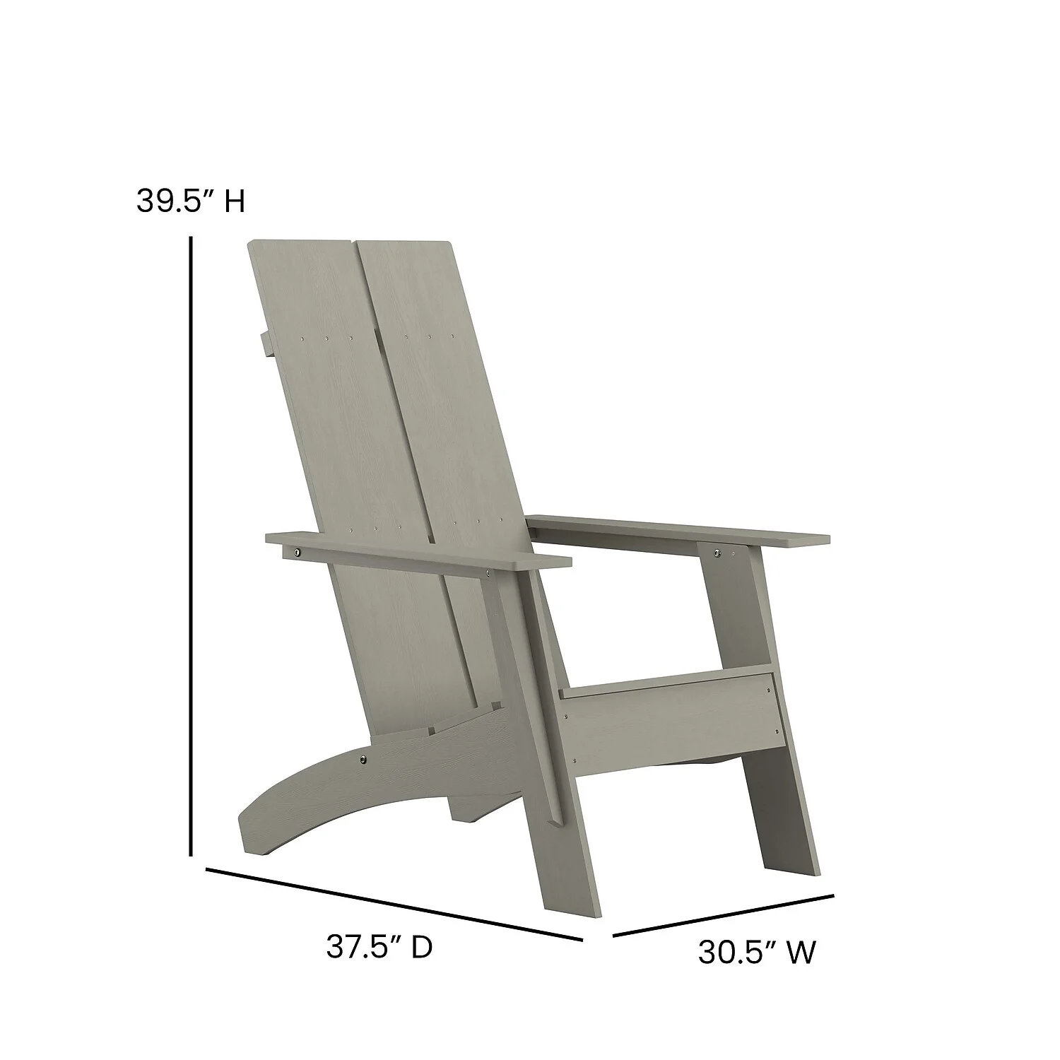 Flash Furniture Sawyer Poly Resin Wood Adirondack Chair - Gray (Set of 2) - Image 7