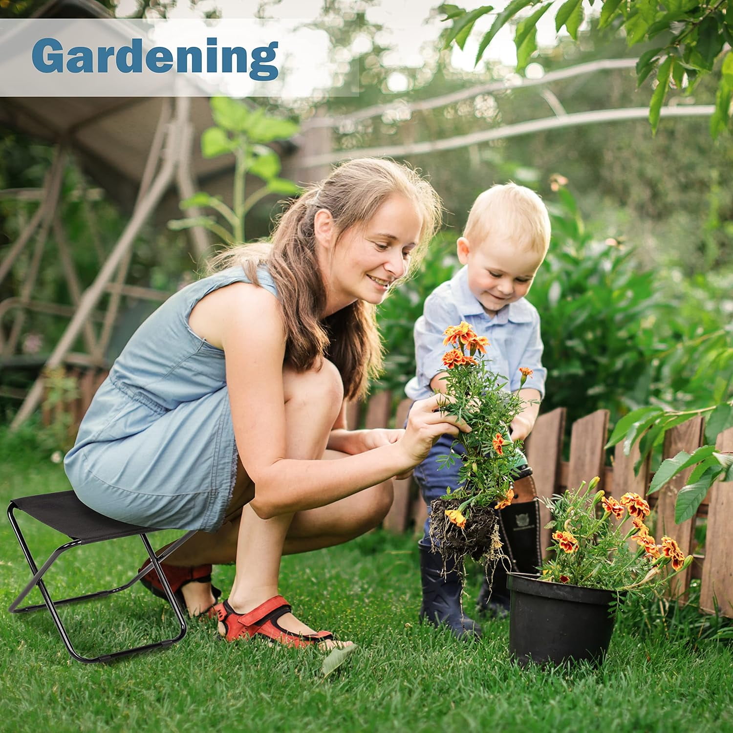 VINAUO Folding Camping Stool , Portable Camping Chair,Lightweight Camping Chairs for Adult Outdoor Fishing BBQ Hiking Black - Image 6