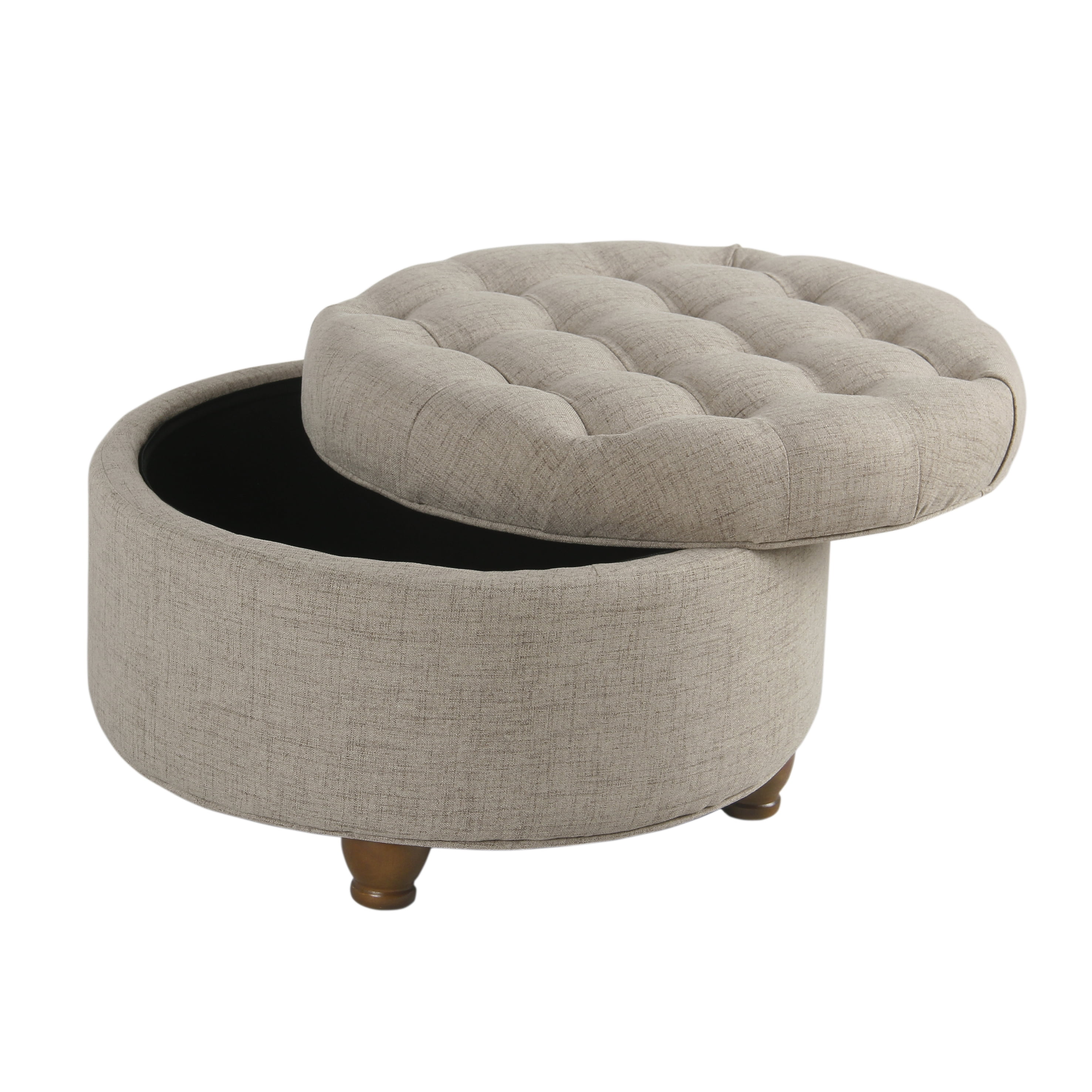 HomePop Large Tufted Round Storage Ottoman, Multiple Colors - Image 5