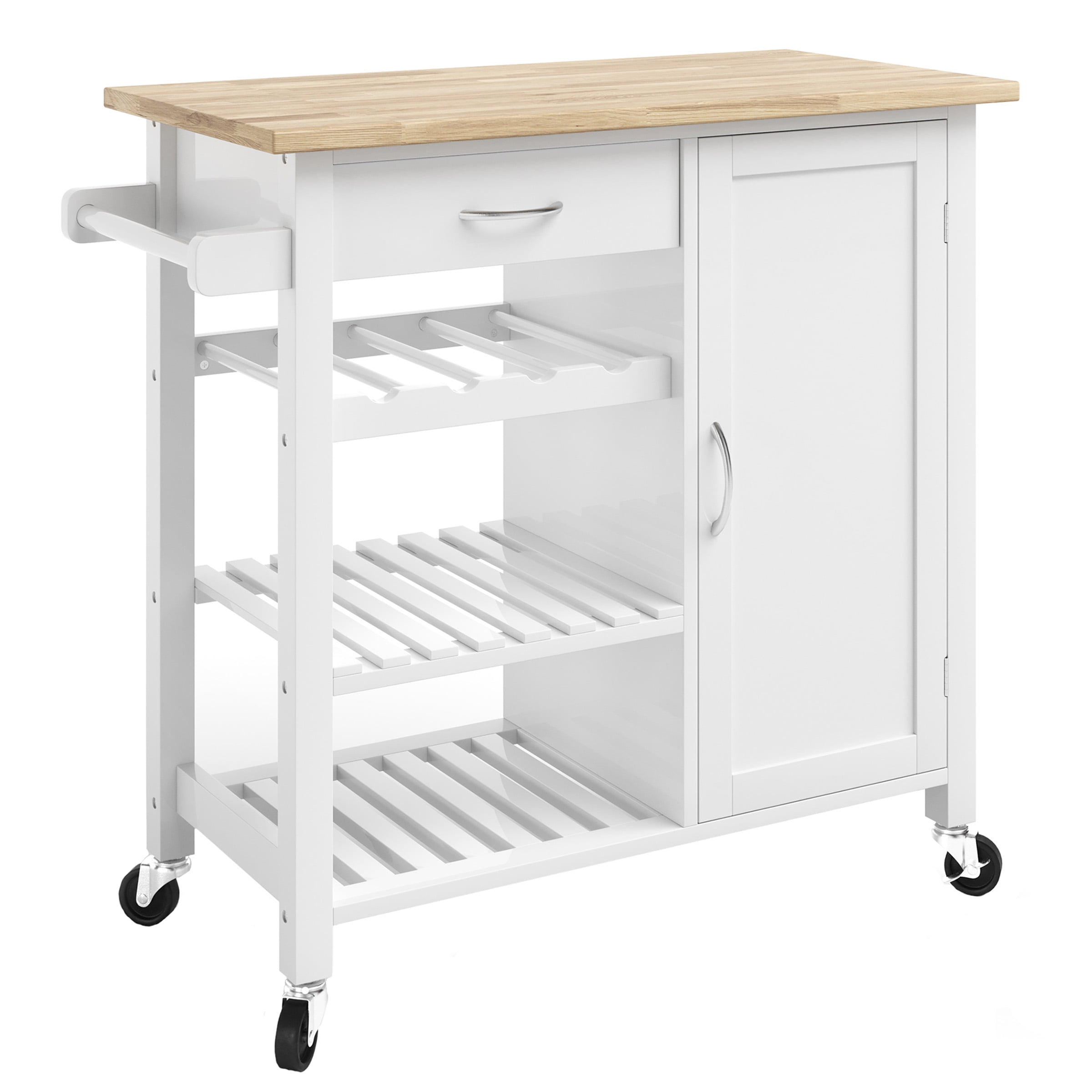 Lavish Home Kitchen Island with Towel Rack and Shelves - Image 3