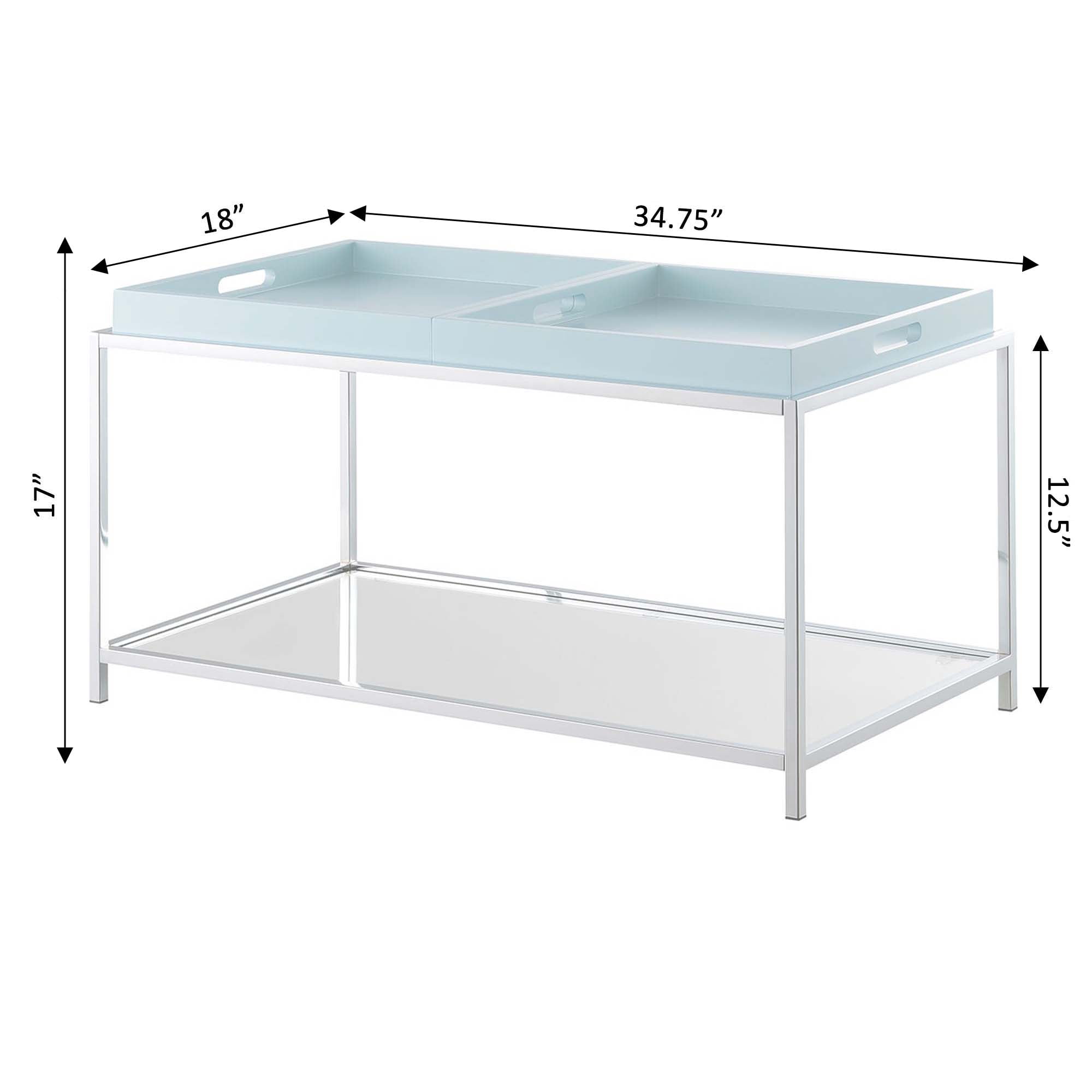 Convenience Concepts Palm Beach Coffee Table with Shelf and Removable Trays, Sea Foam Blue - Image 9